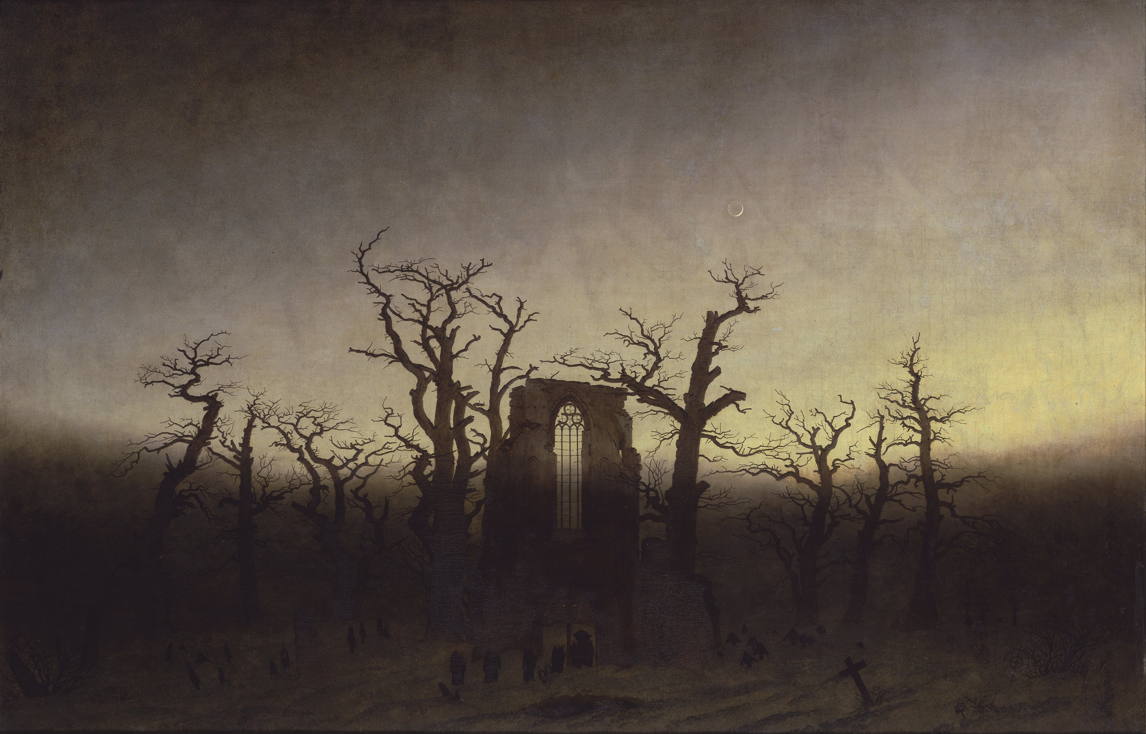Painting Landscape Gothic Caspar David Friedrich 4000x2563