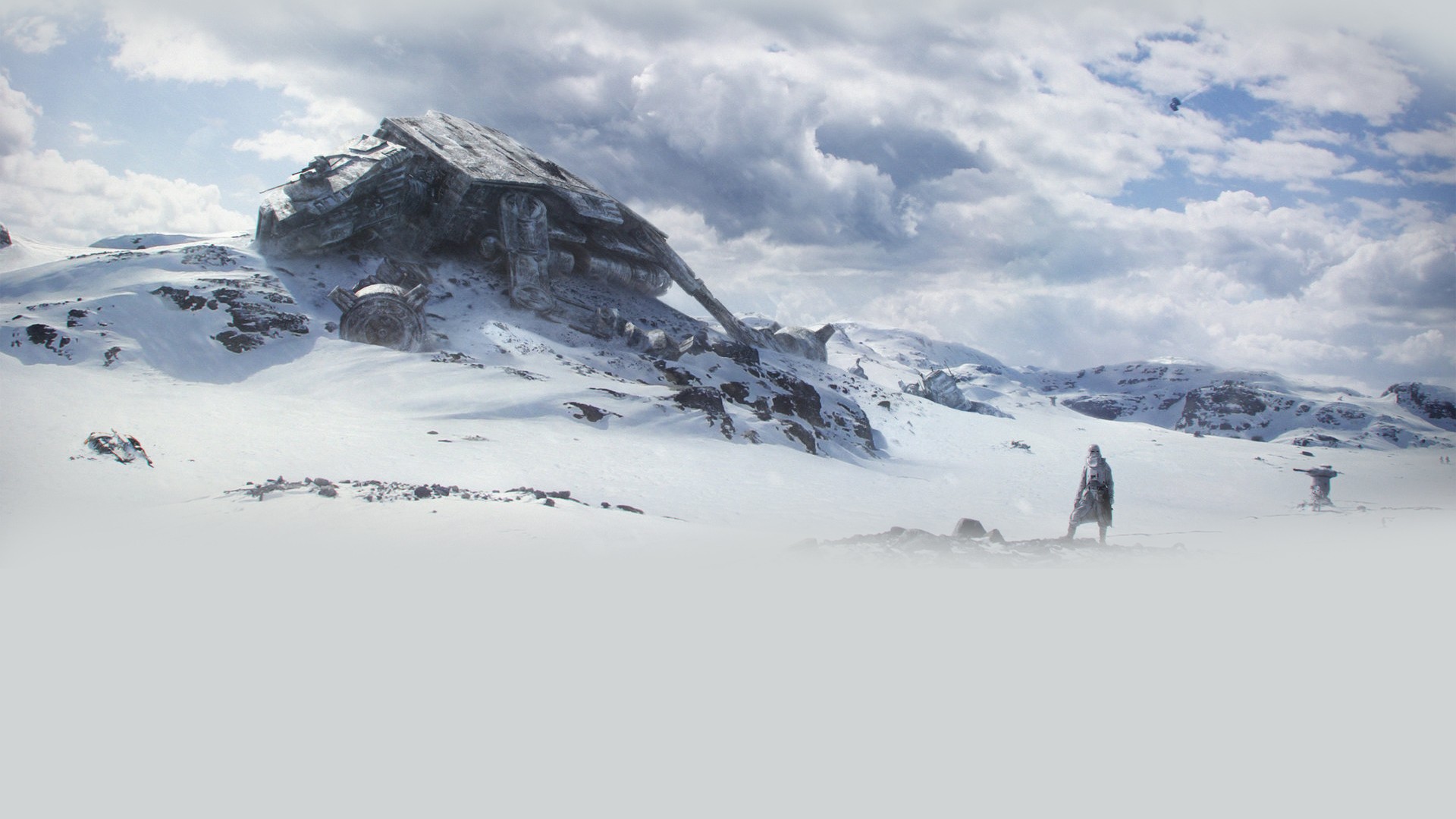 Mountains Snow Stormtrooper Star Wars Hoth AT AT Walker Imperial Forces Wreck Digital Art Planet Sci 1920x1080