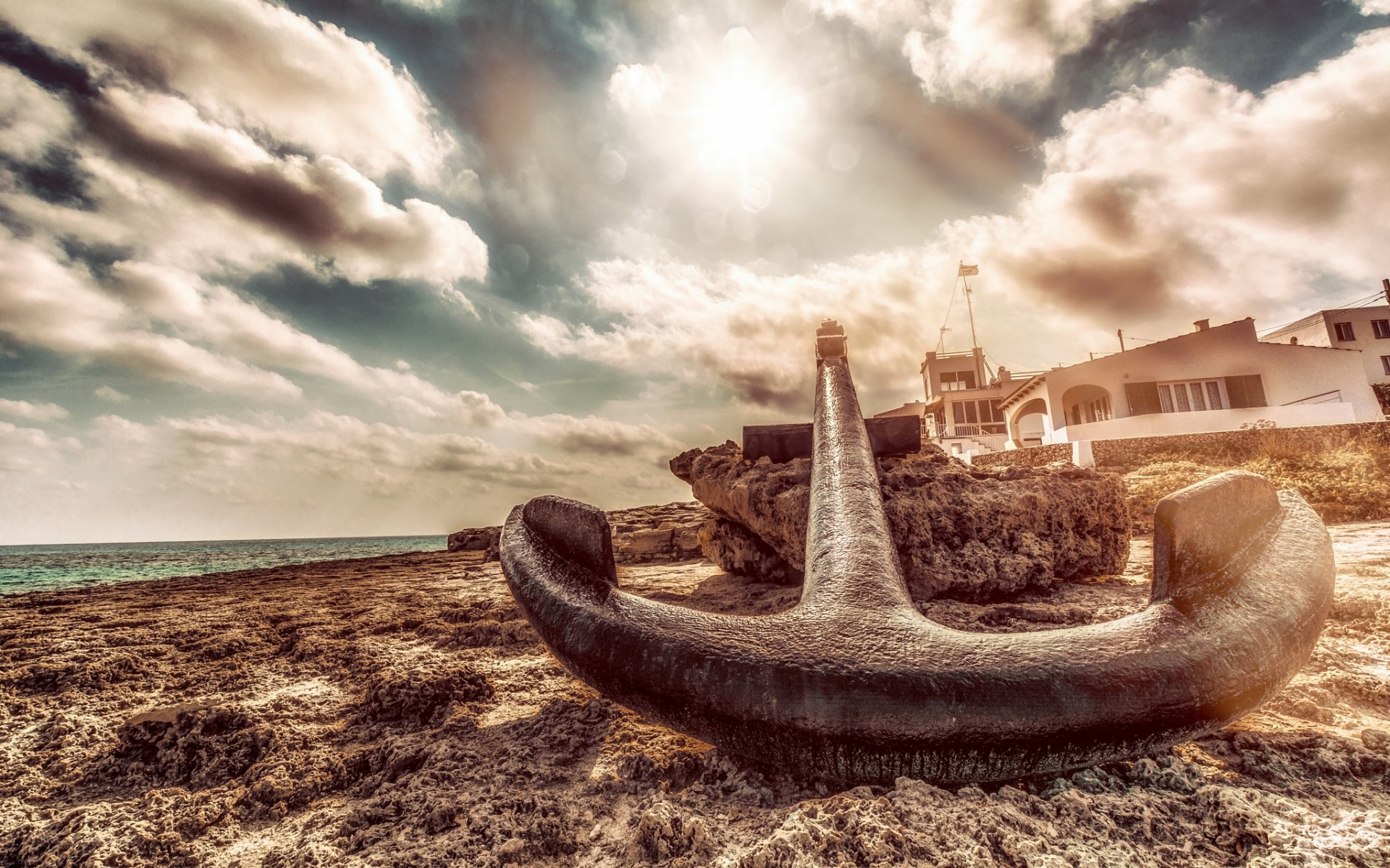 Anchors Sky Beach Building Sunlight Miro Hofmann 500px HDR Clouds Sea 1920x1200