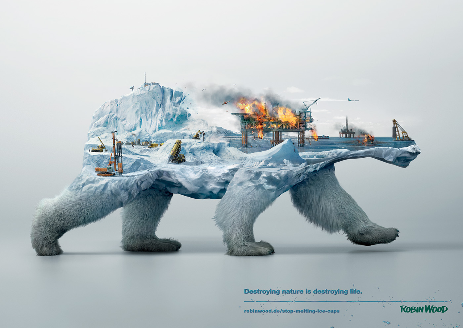 Digital Art Animals Environment Wildlife Double Exposure Poster Simple Background Iceberg Snow Ice T 1500x1061
