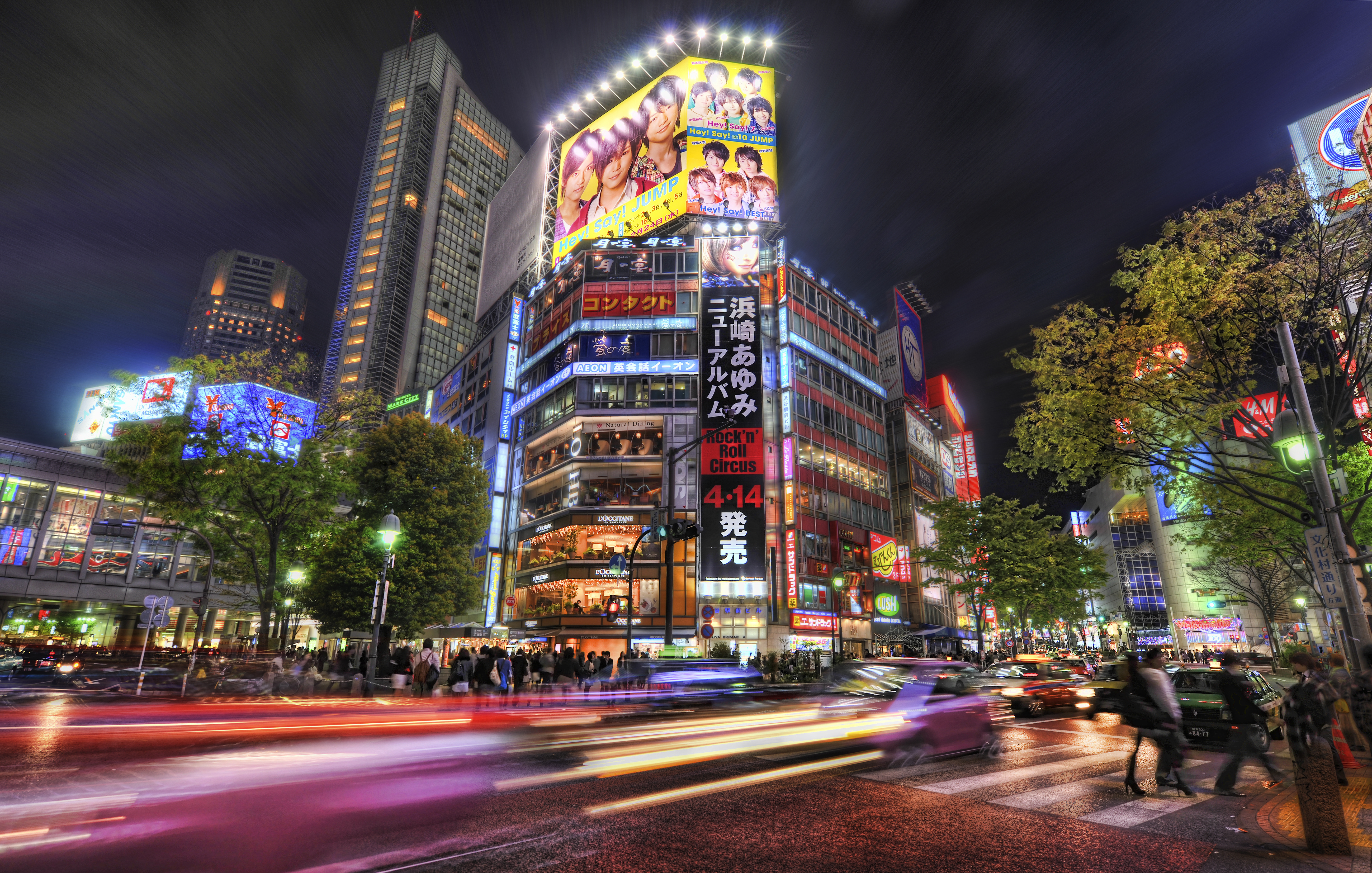 City People Street Tokyo Japan Time Lapse Building Light Night Billboards 5778x3676