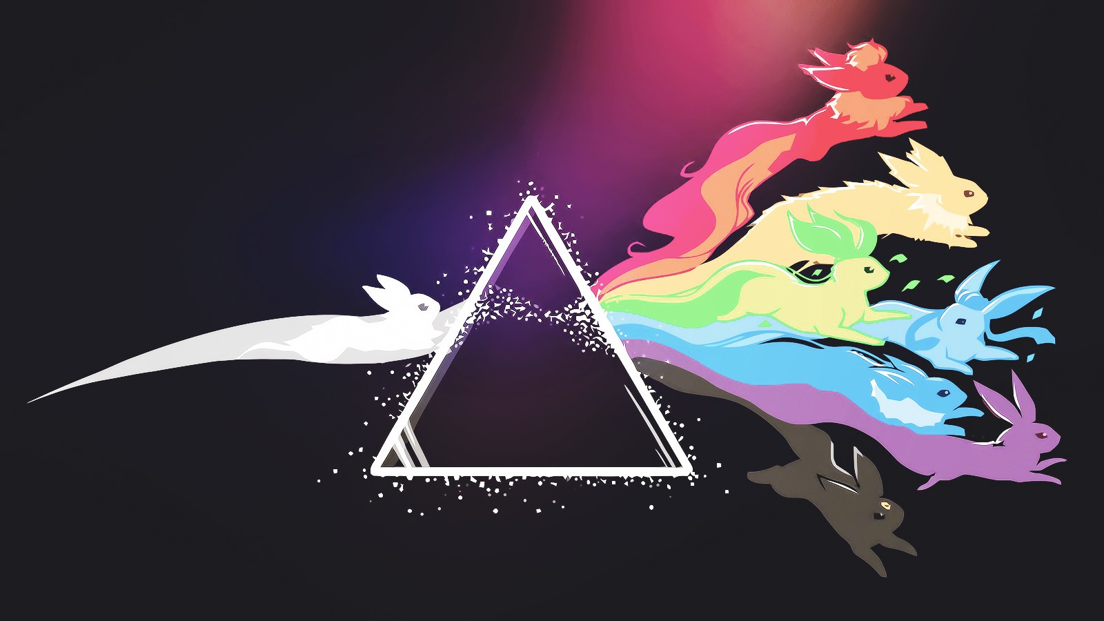 Pink Floyd Triangle Artwork Digital Art Eeveelutions Eevee 1600x900