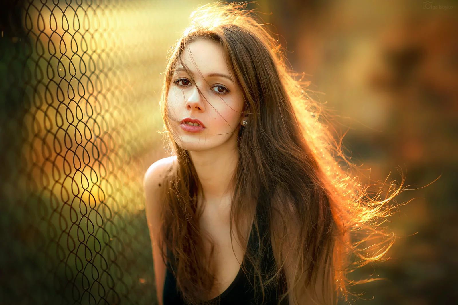 Women Face Brunette Long Hair Black Tops Hair In Face Looking At Viewer Olga Boyko Portrait 1600x1067
