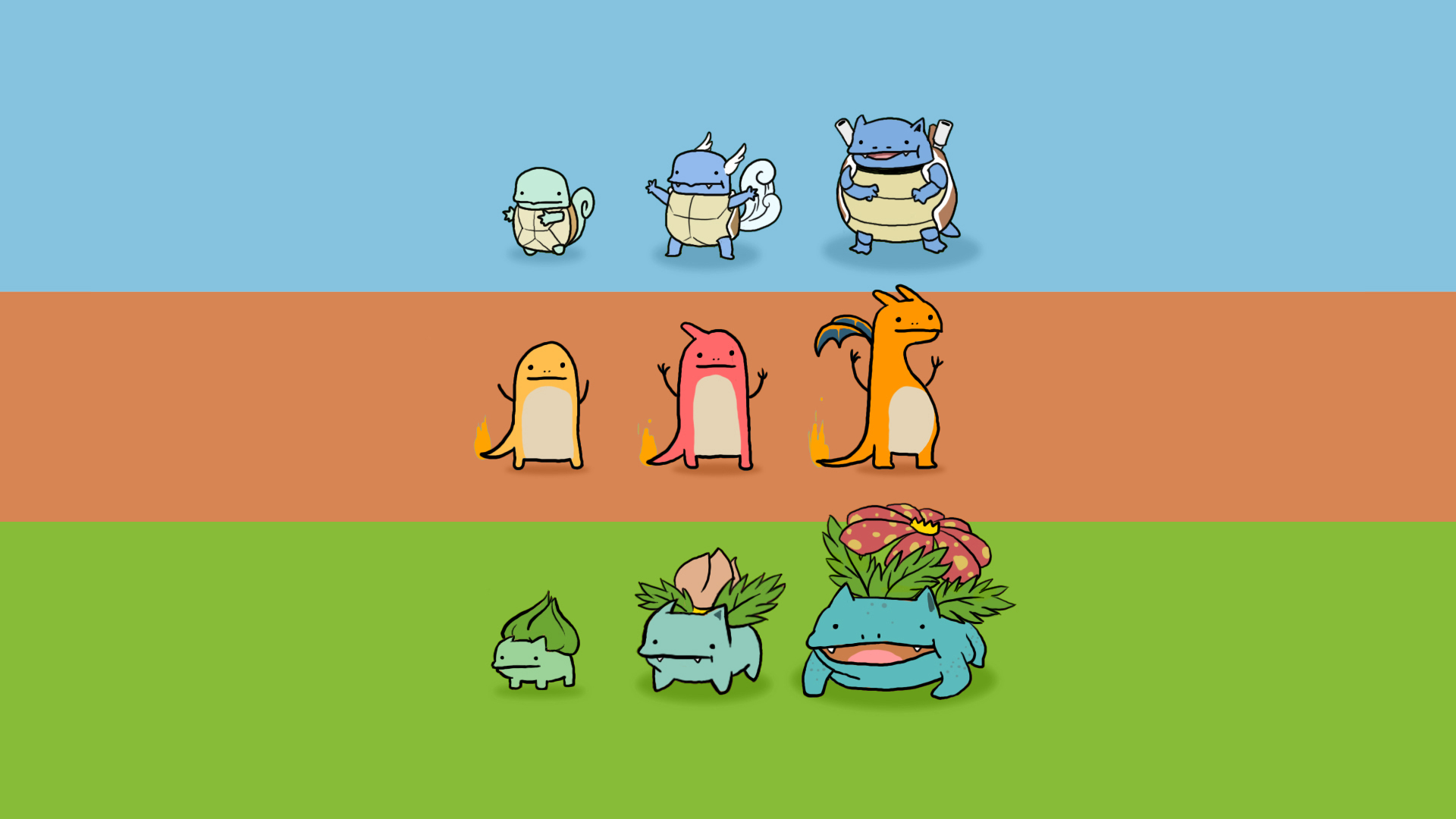 Squirtle Pokemon Wartortle Pokemon Blastoise Pokemon Charmander Pokemon Charmeleon Pokemon Charizard 1920x1080