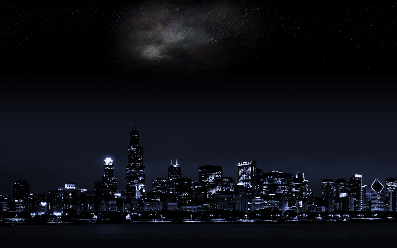 Chicago Night Stars Cityscape 1280x800