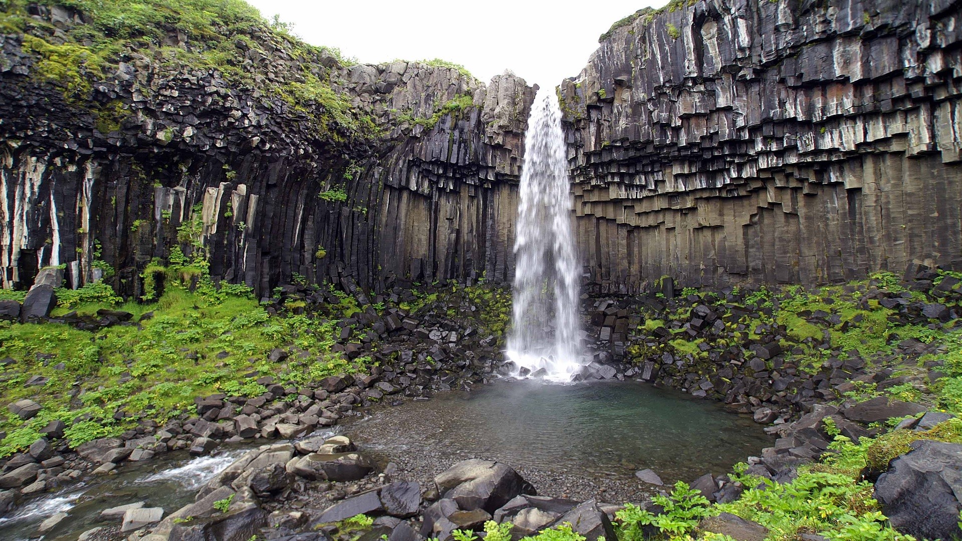 Nature Landscape Waterfall Iceland Svartifoss Waterfall 1920x1080