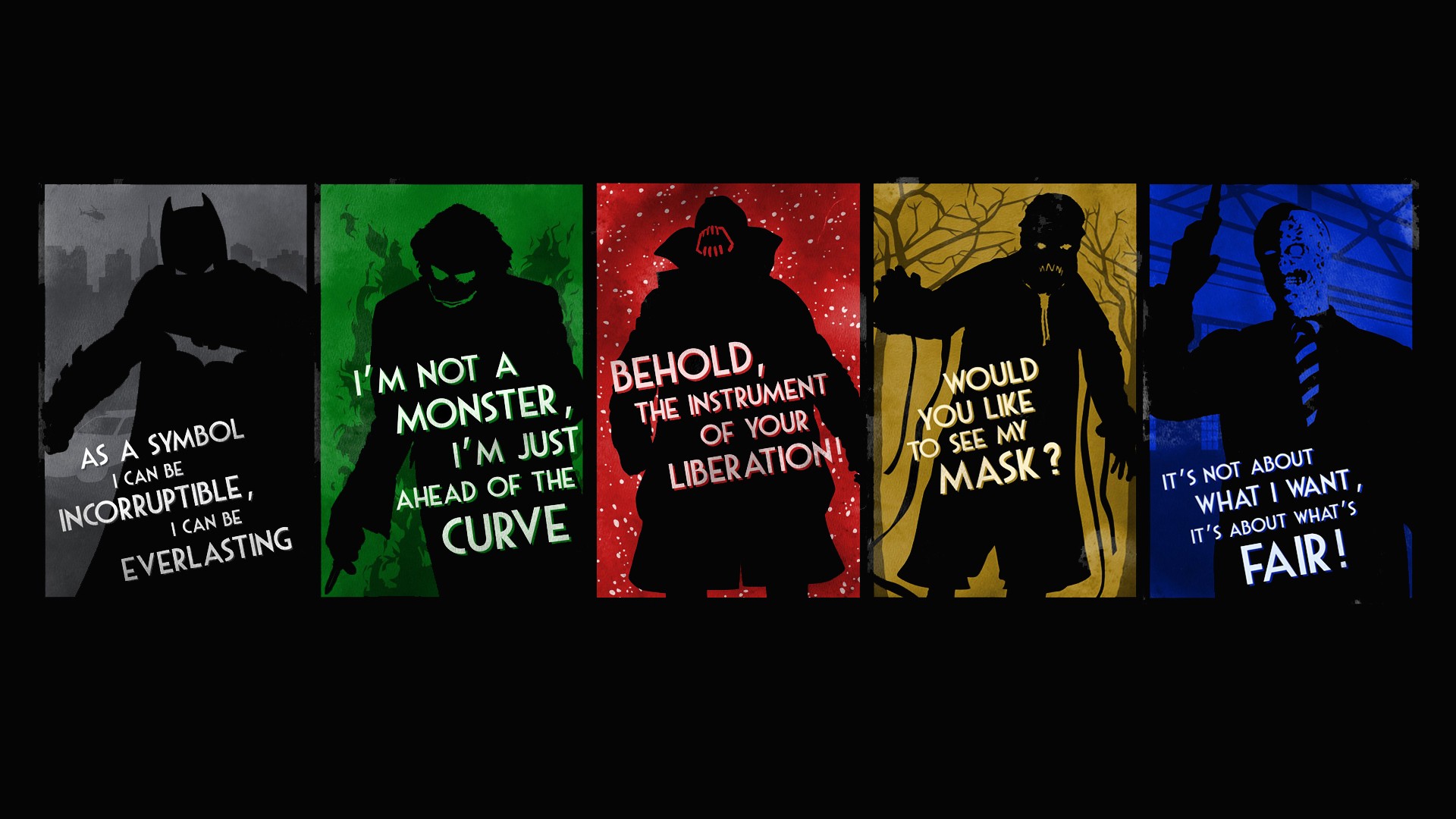 The Dark Knight DC Comics Batman Typography Quote Villains Joker Bane Scarecrow Character Two Face B 1920x1080