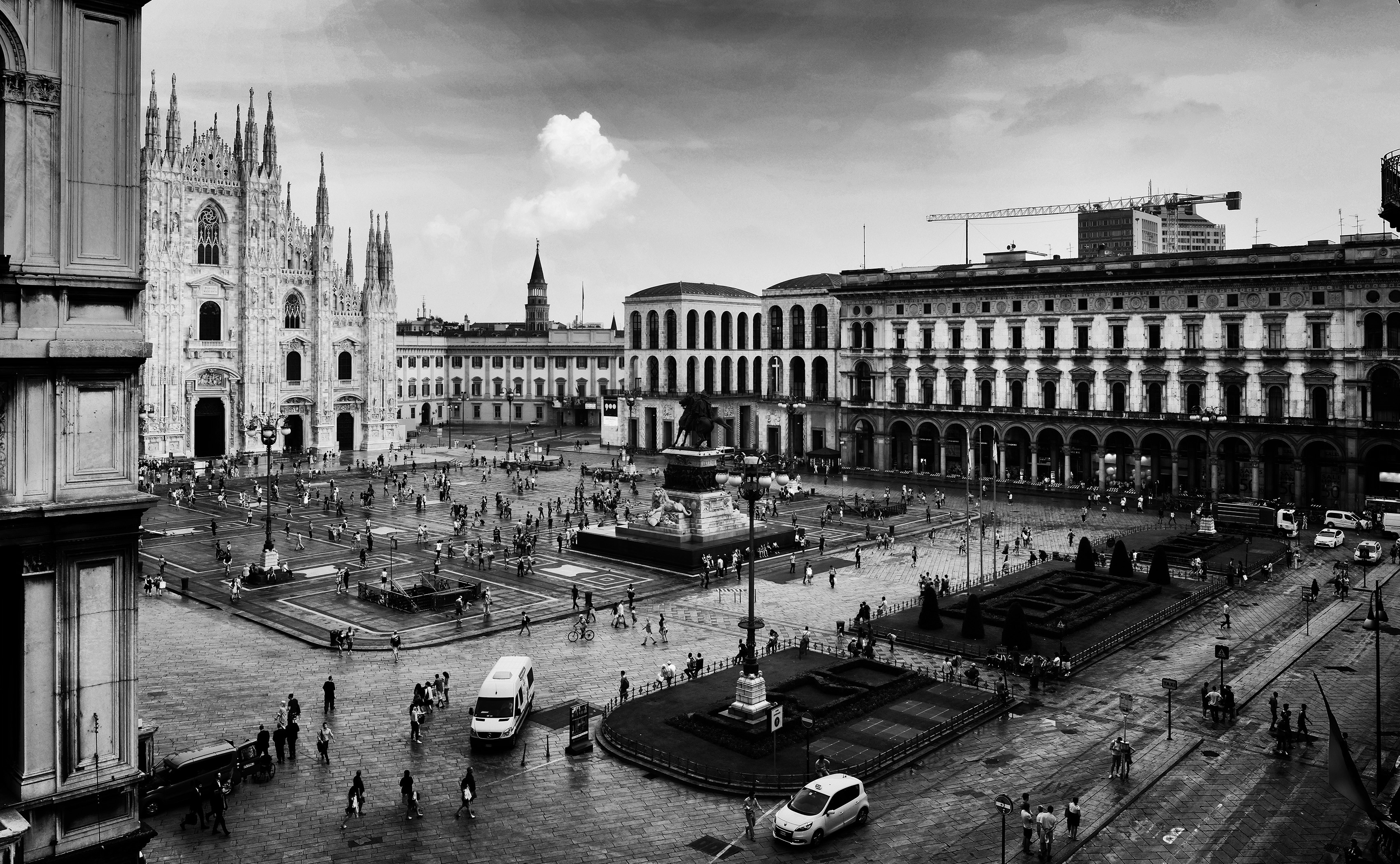 Photography City Urban Building Square Church Architecture Monochrome Italy Milan 3400x2100