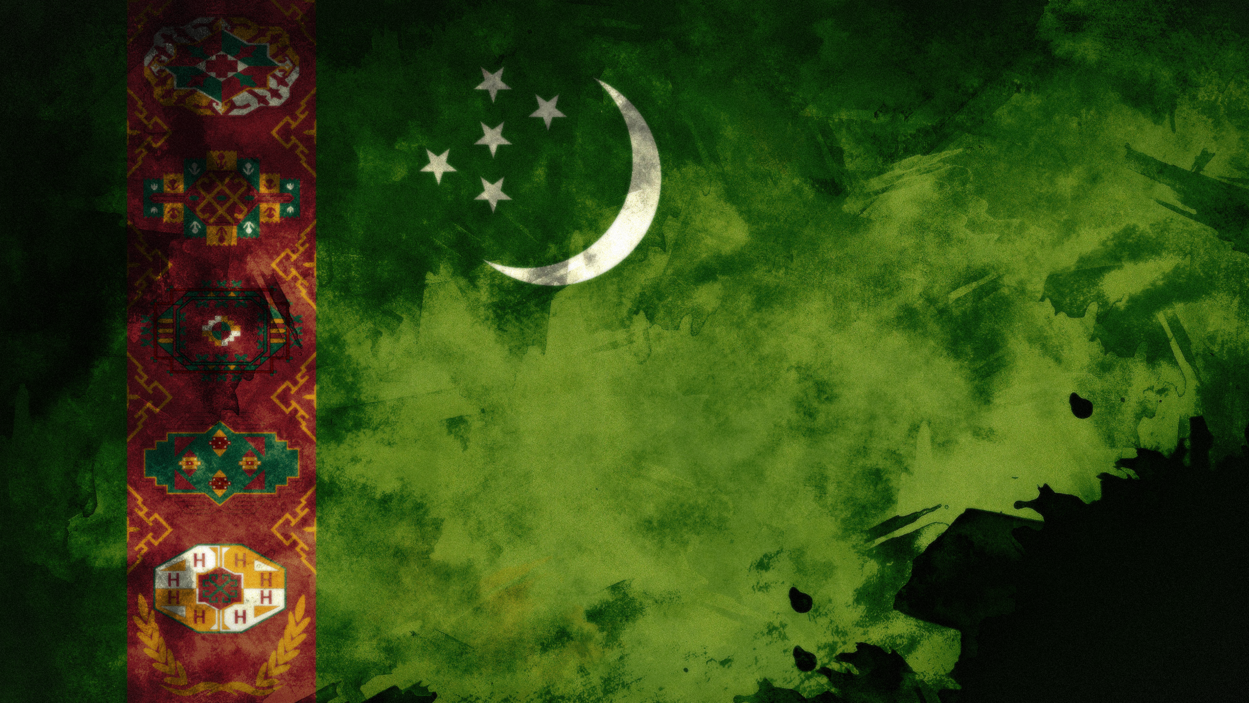Turkmenistan Grunge Flag 2560x1440