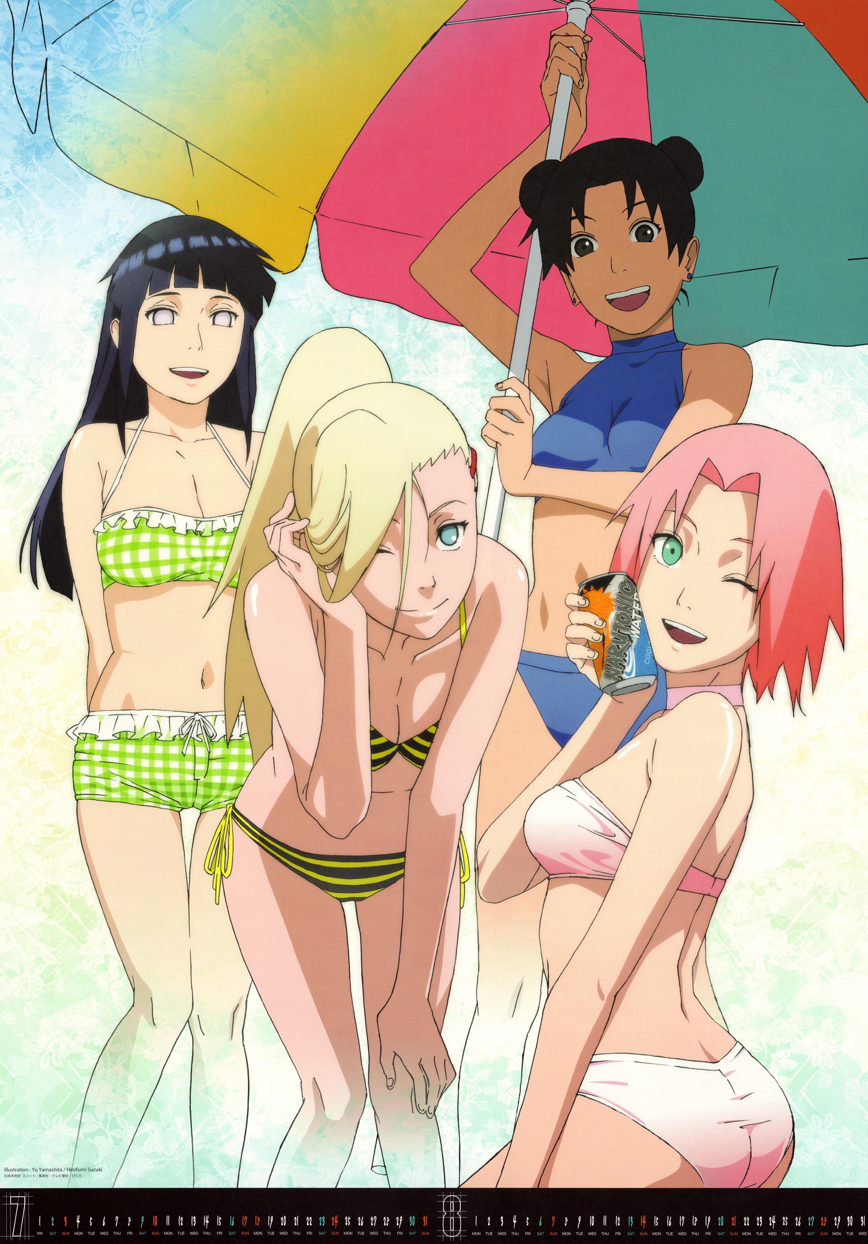 Naruto Shippuuden Hyuuga Hinata Haruno Sakura Yamanaka Ino Tenten Anime Girls Umbrella 2988x4279
