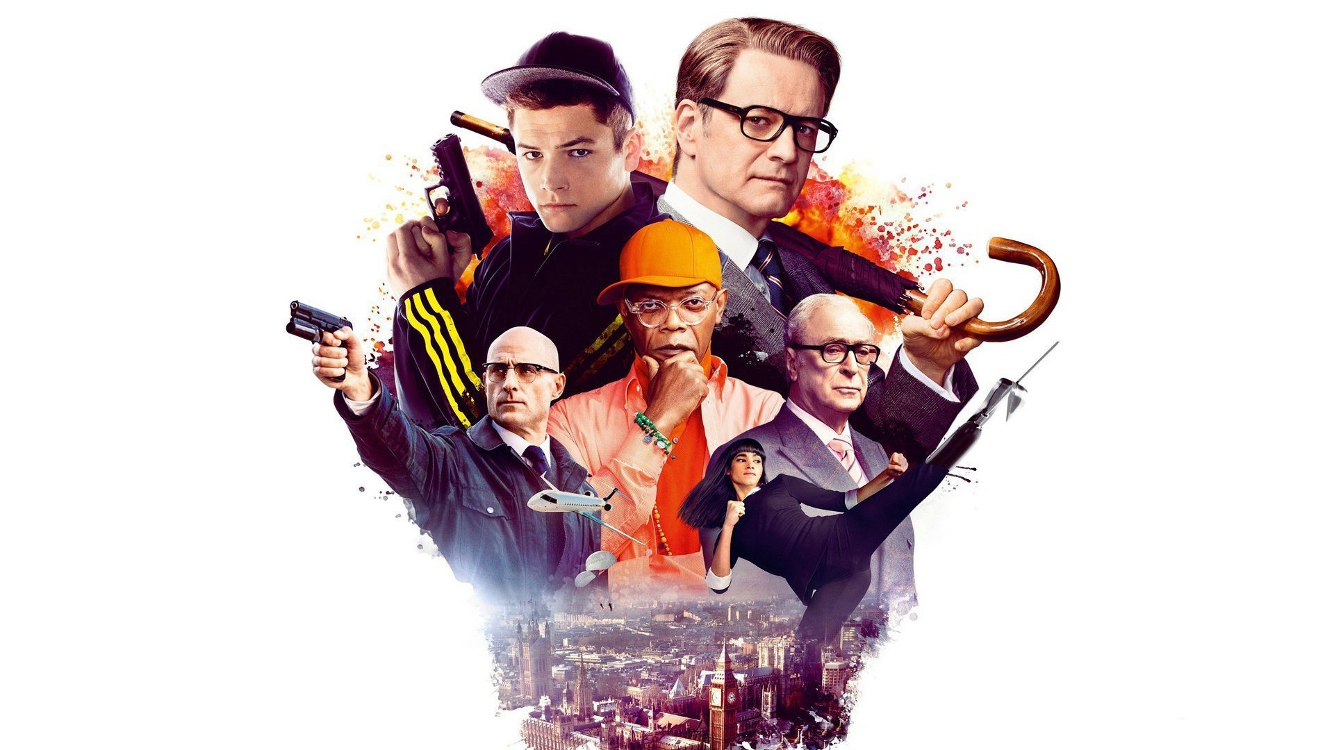 Kingsman Movie Poster Movies Samuel L Jackson Colin Firth Mark Strong Sofia Boutella Taron Egerton 1920x1080