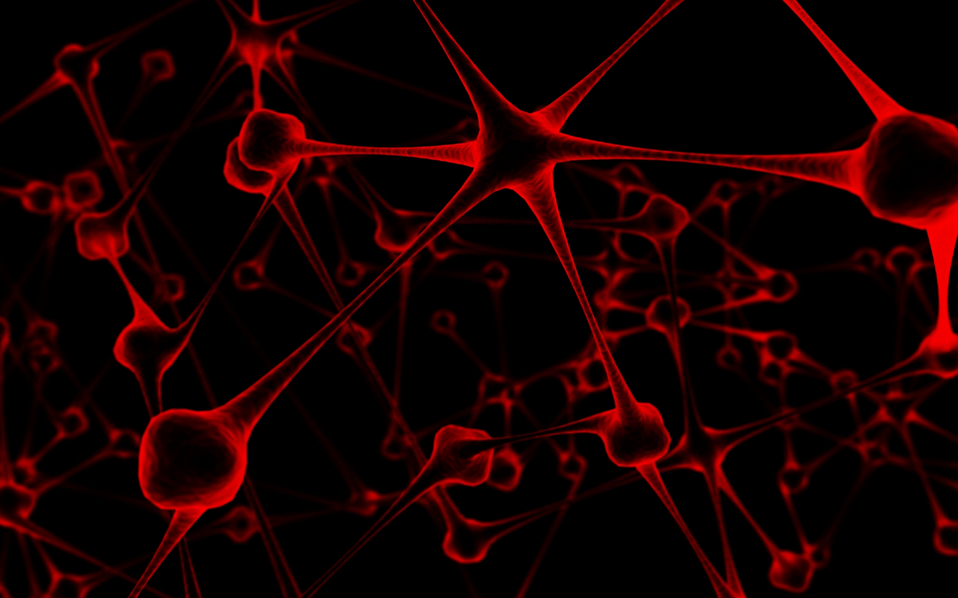 Abstract Neurons Red Black Digital Art 1920x1200