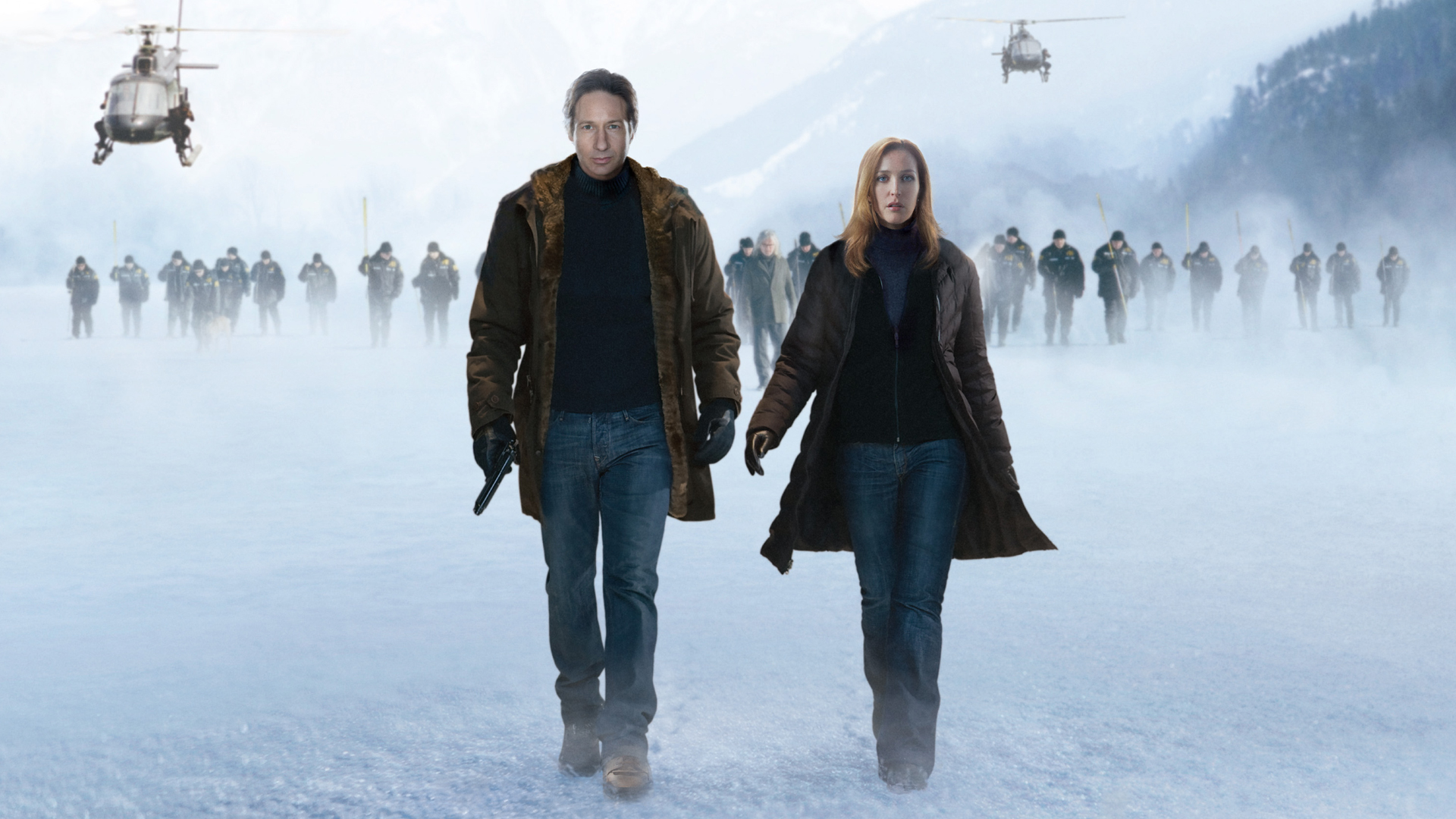 Men Photography The X Files Fox Mulder Dana Scully Helicopter David Duchovny Winter Gillian Anderson 1920x1080