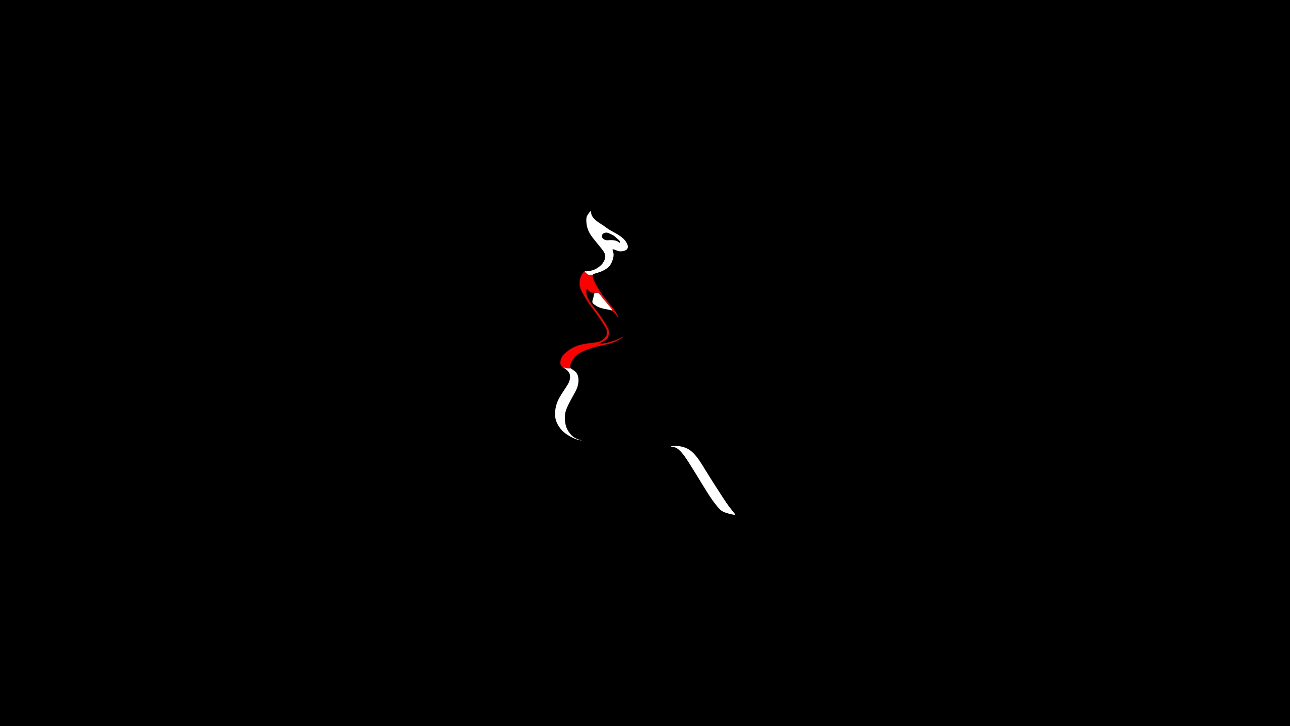 Malika Favre Black Background Mouth Open Minimalism Vector Red Lipstick 2560x1440
