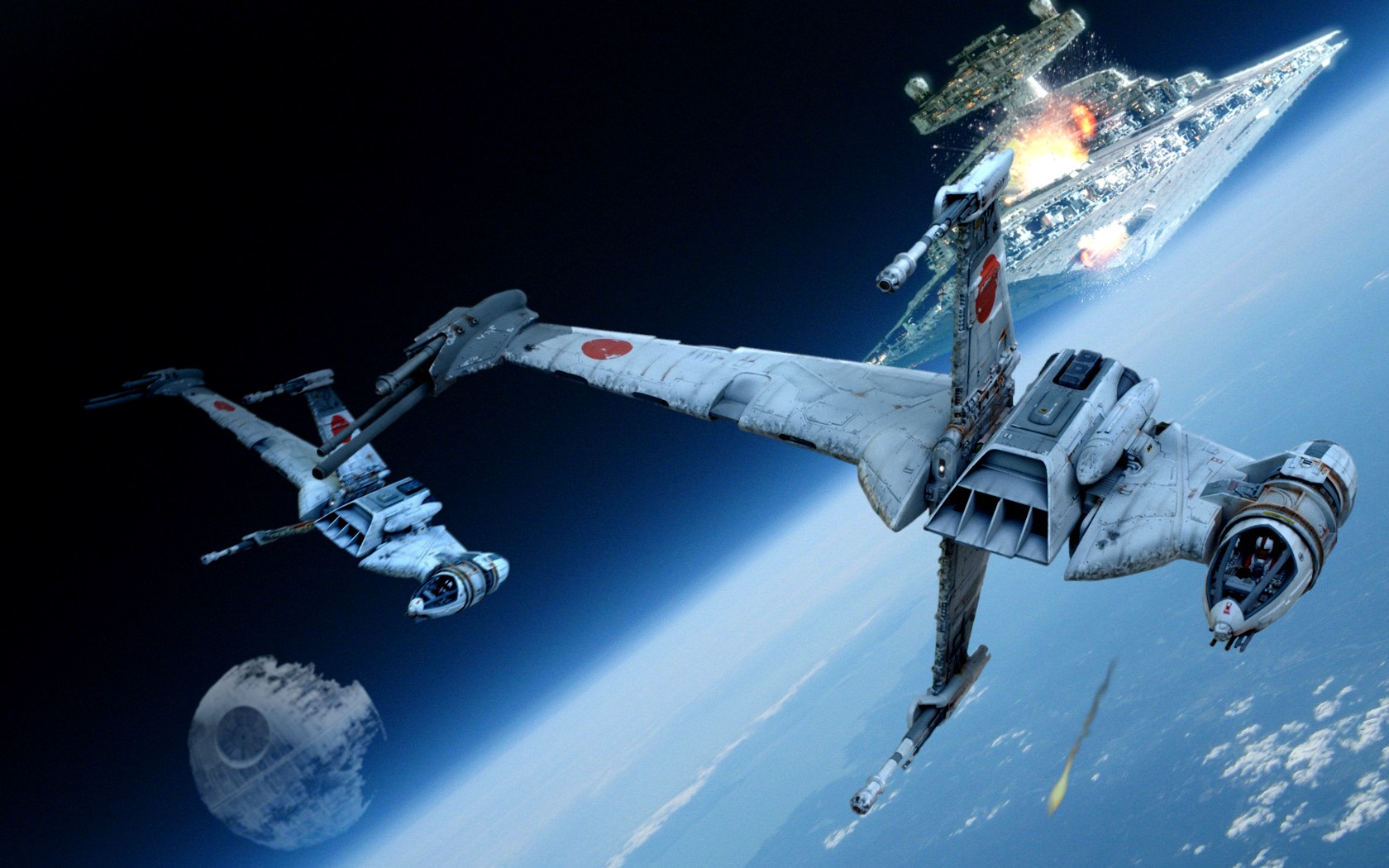 Death Star B Wing Star Destroyer Imperial Forces Rebel Alliance Spaceship Science Fiction 1680x1050