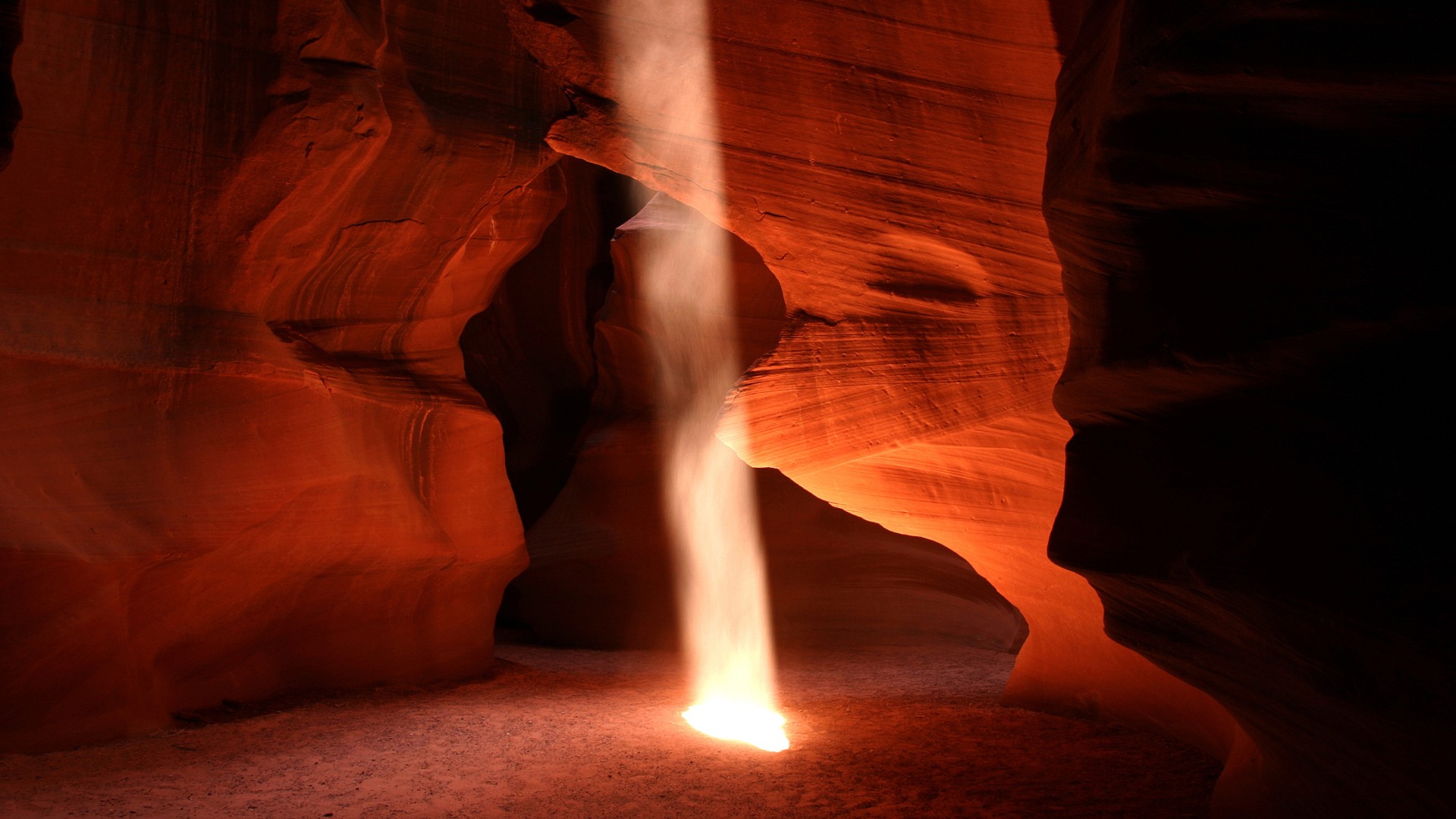 Nature Landscape Cave Sand Sunlight Sunbeams Red Rock 1920x1080