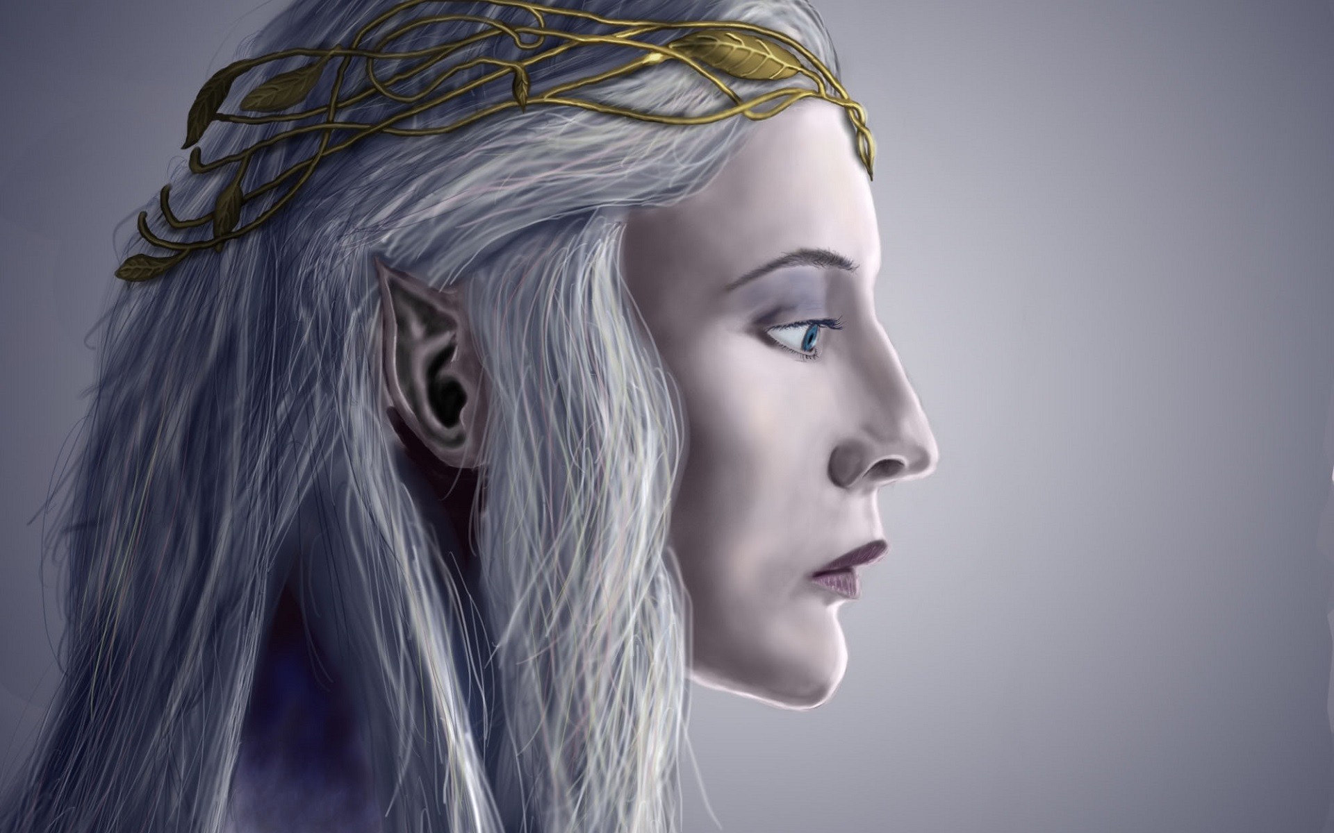 Artwork Galadriel Elves Women Face Blue Eyes The Lord Of The Rings Fantasy Art 1920x1200