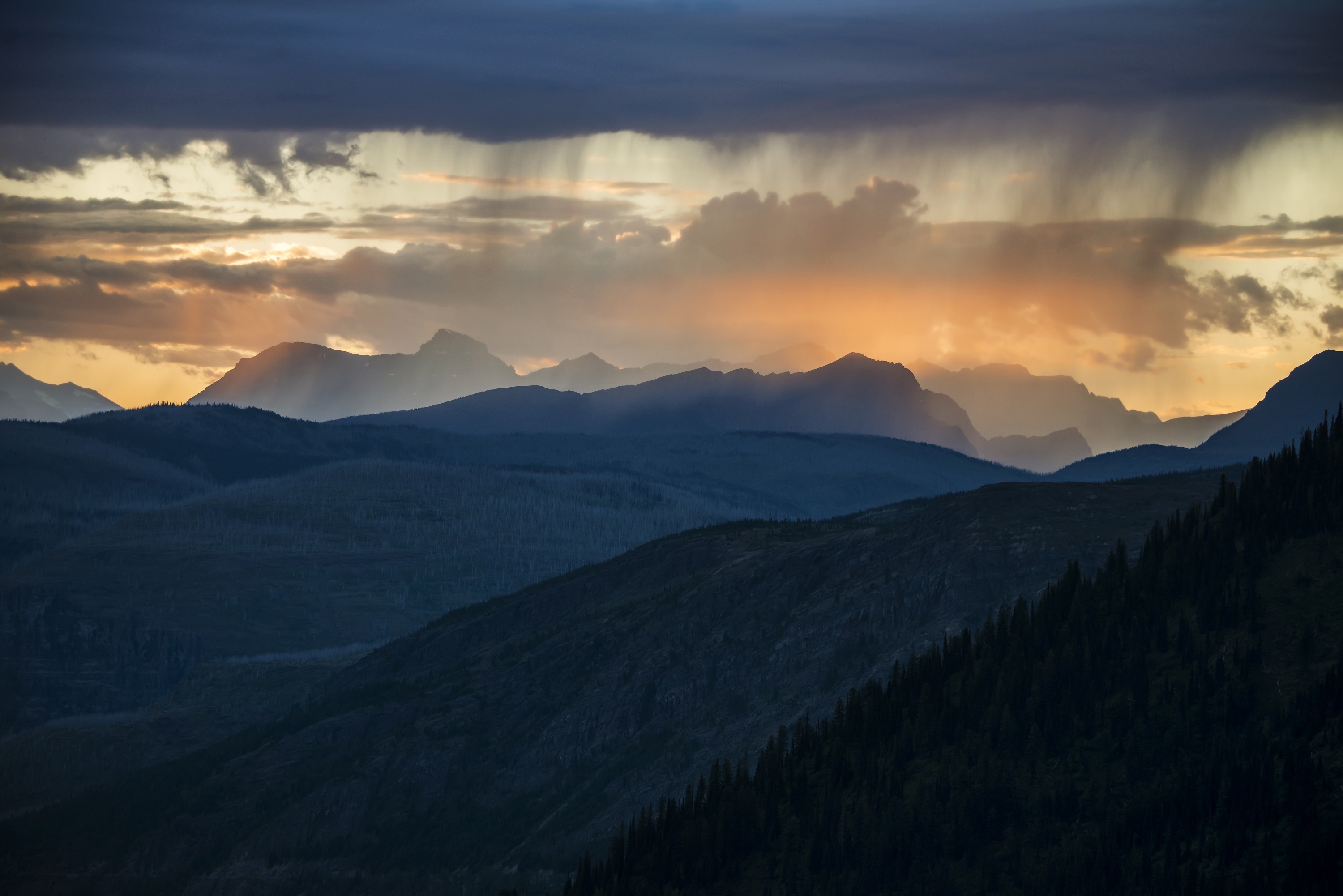 Glacier National Park Landscape Mountain Sunset Cloud Scenic Montana USA Wilderness 3000x2002