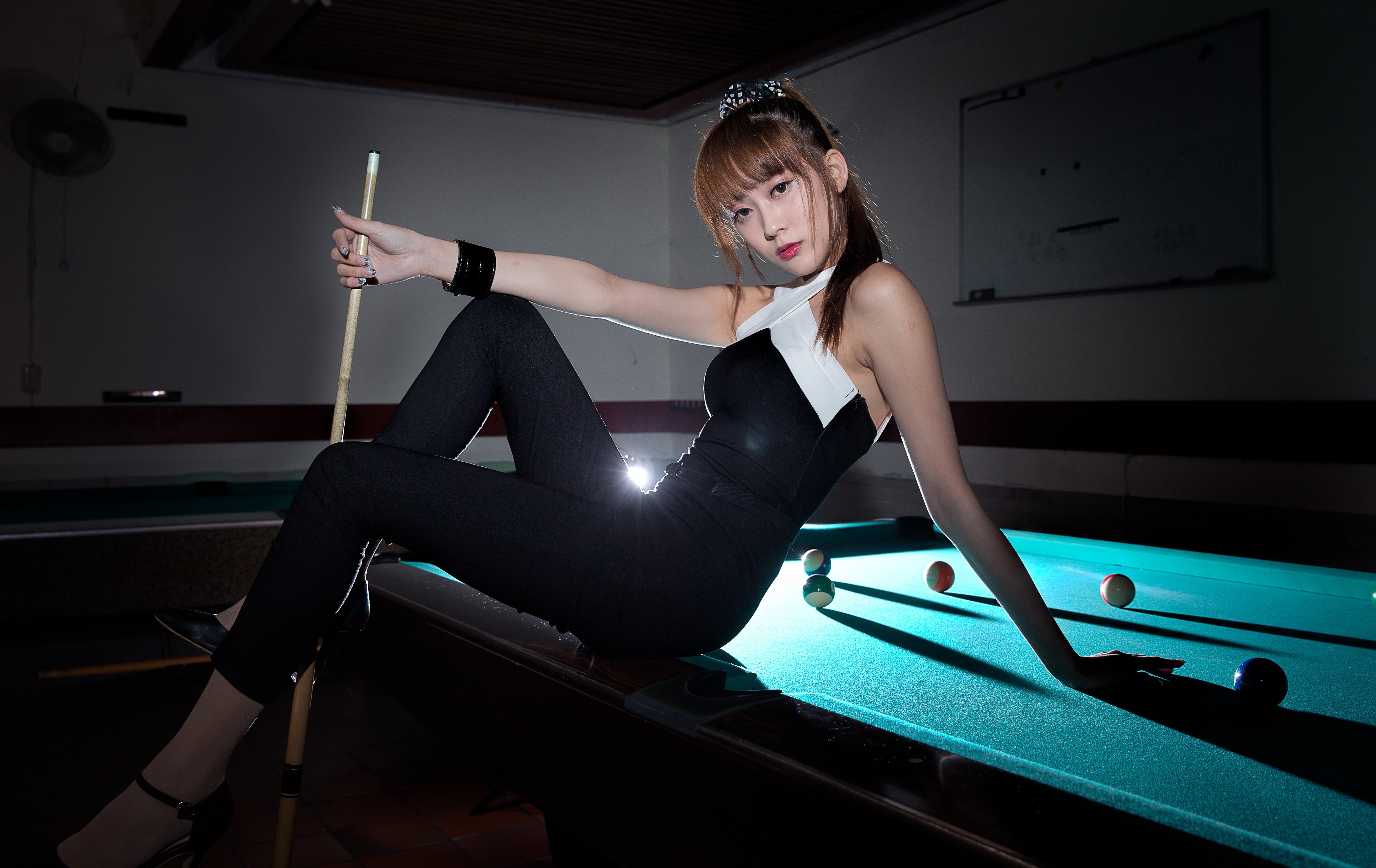 Asian Women Model Billiard Balls Cyan 4883x3081