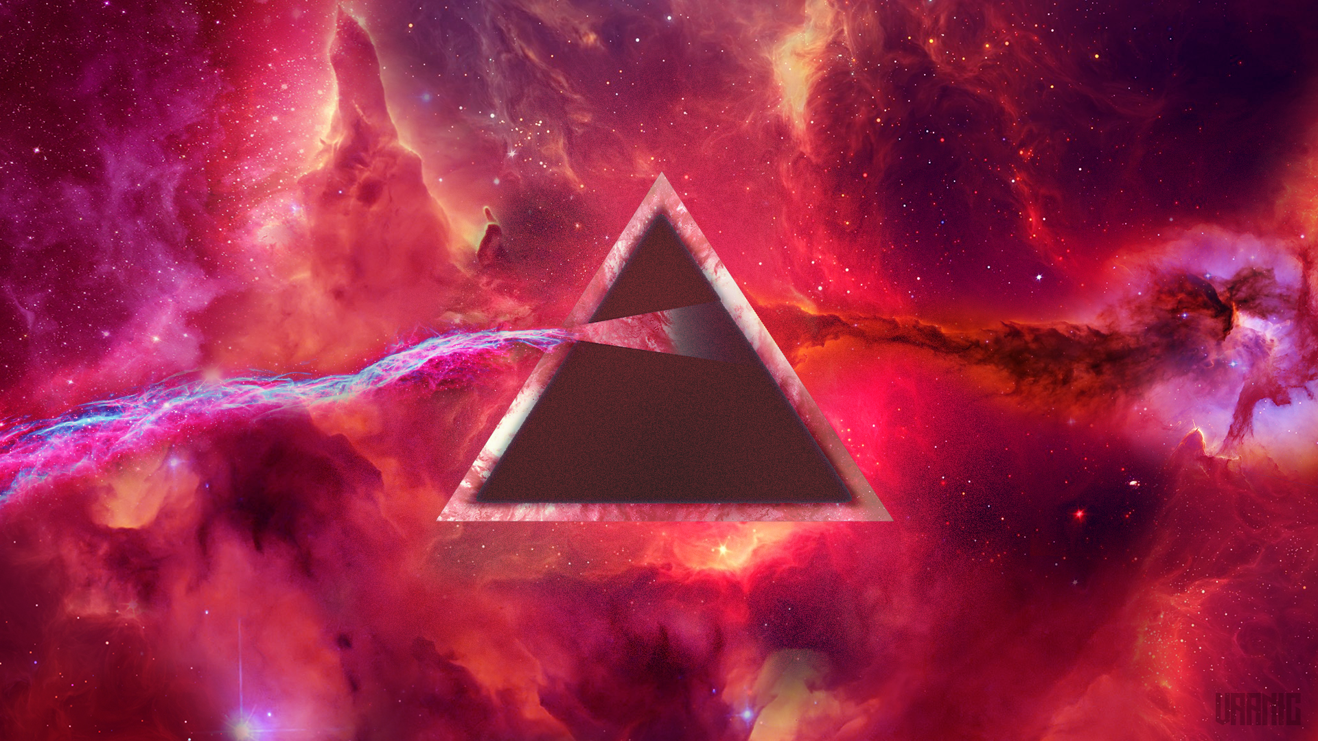 Pink Floyd The Dark Side Of The Moon Andromeda Guitar Classic Rock Red Triangle Space Art 1920x1080
