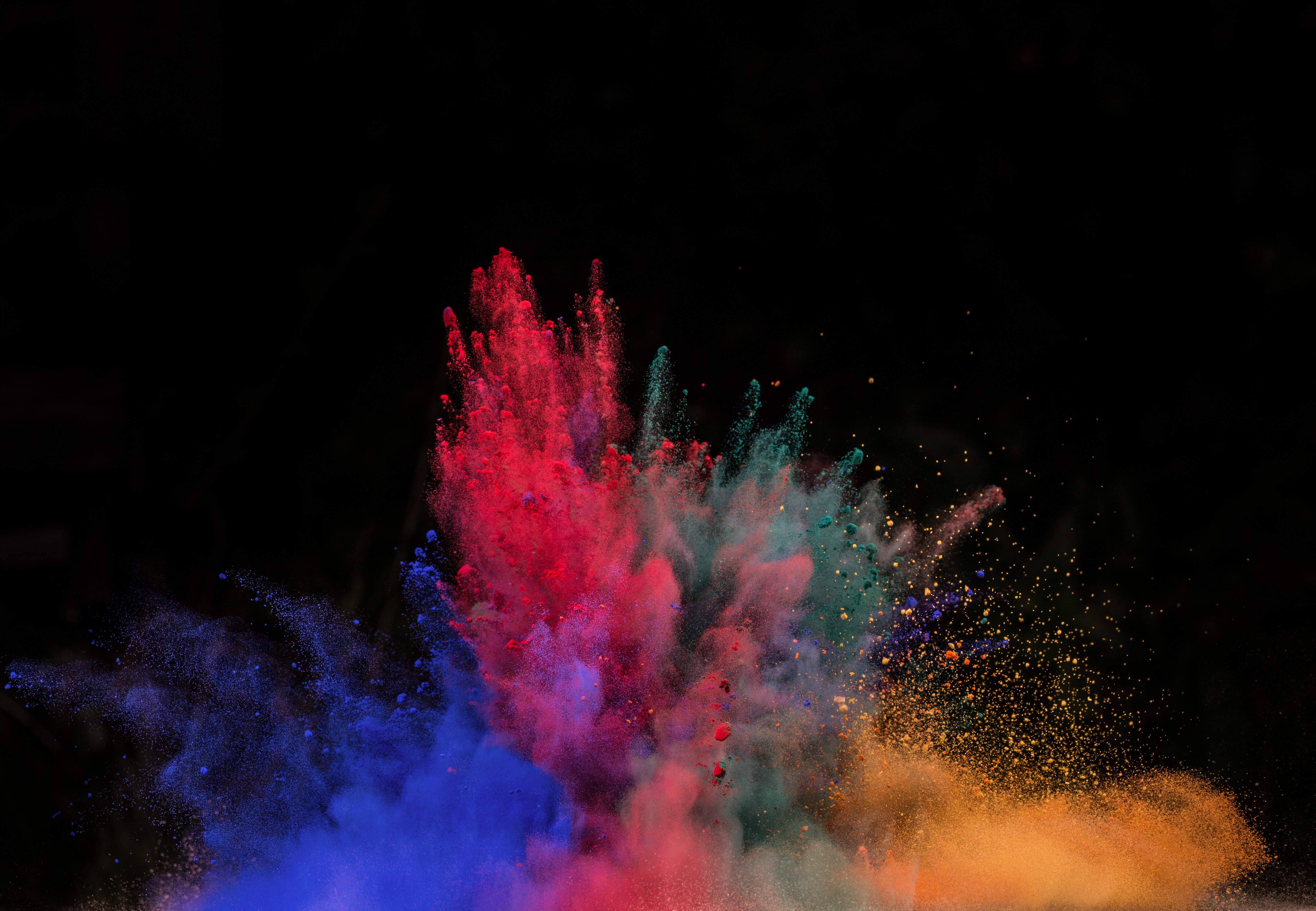 Powder Explosion Powder Black Background Colorful 5149x3565