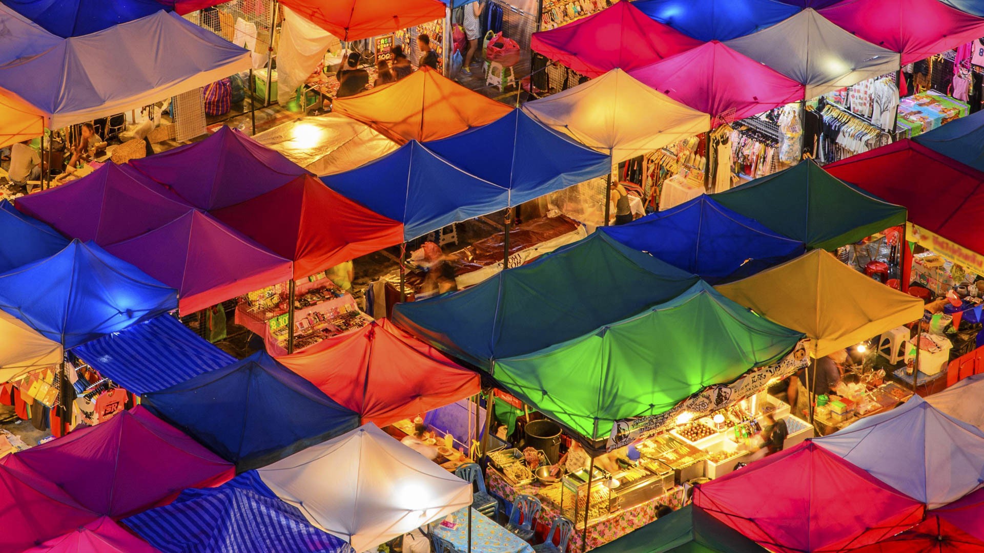 Markets Night Colorful Urban 1920x1080