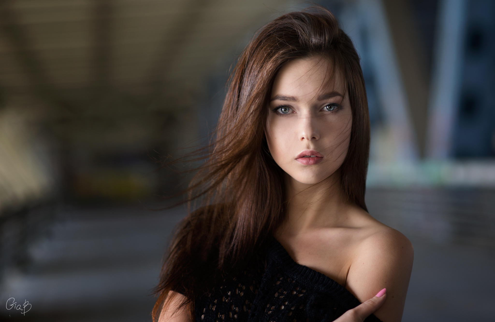Woman Model Bokeh Brunette Blue Eyes Wallpaper Resolution 2048x1336
