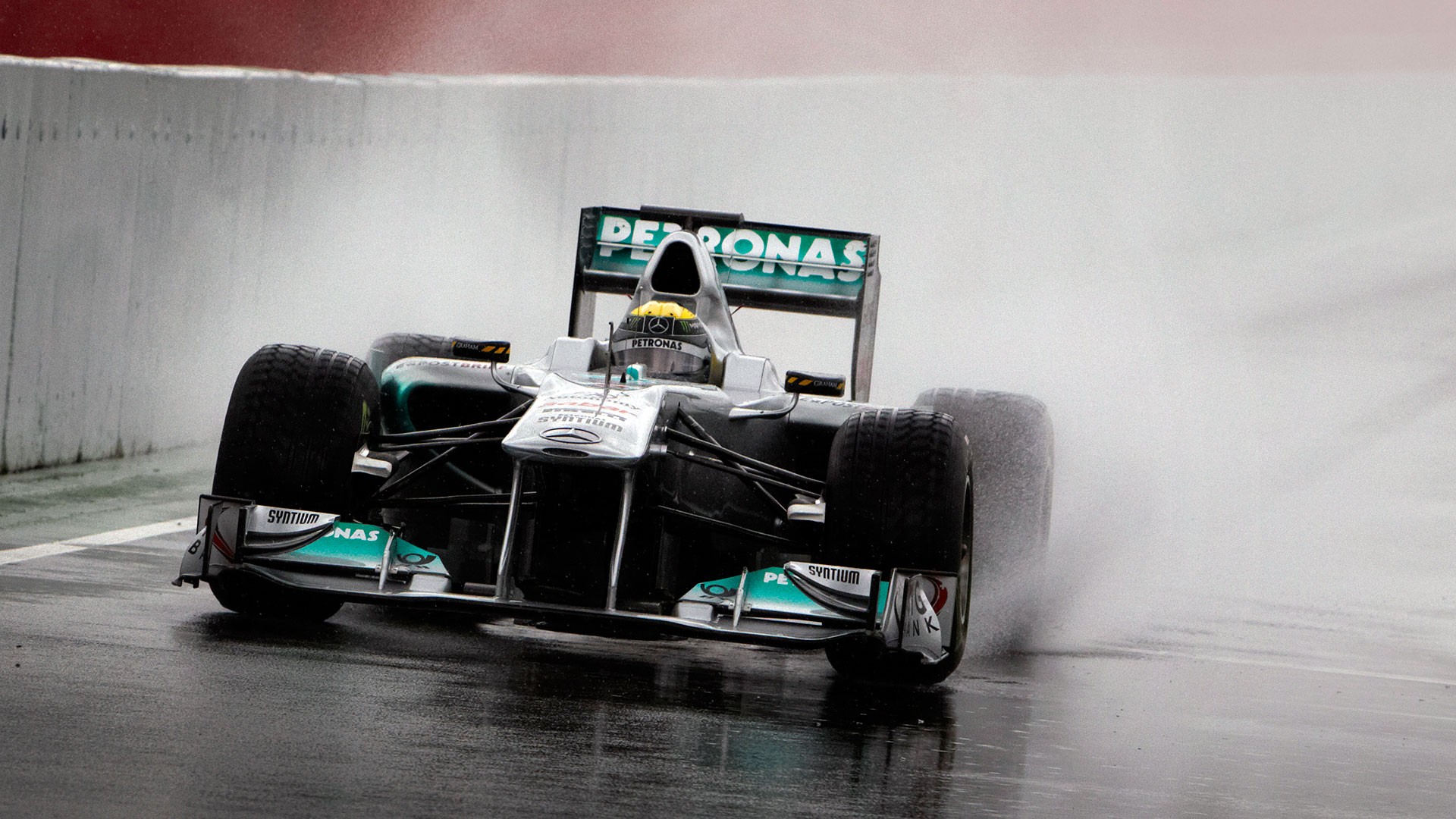 Mercedes AMG Petronas Formula 1 Lewis Hamilton Vehicle Rain Sport Sports Race Cars Car 1920x1080