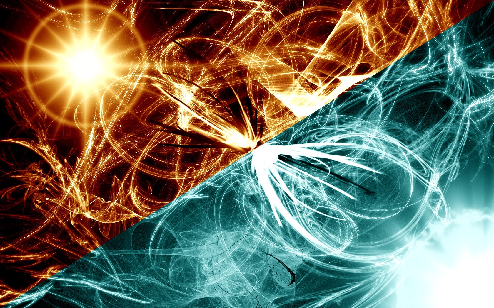 Abstract Fire Ice Digital Art 1680x1050