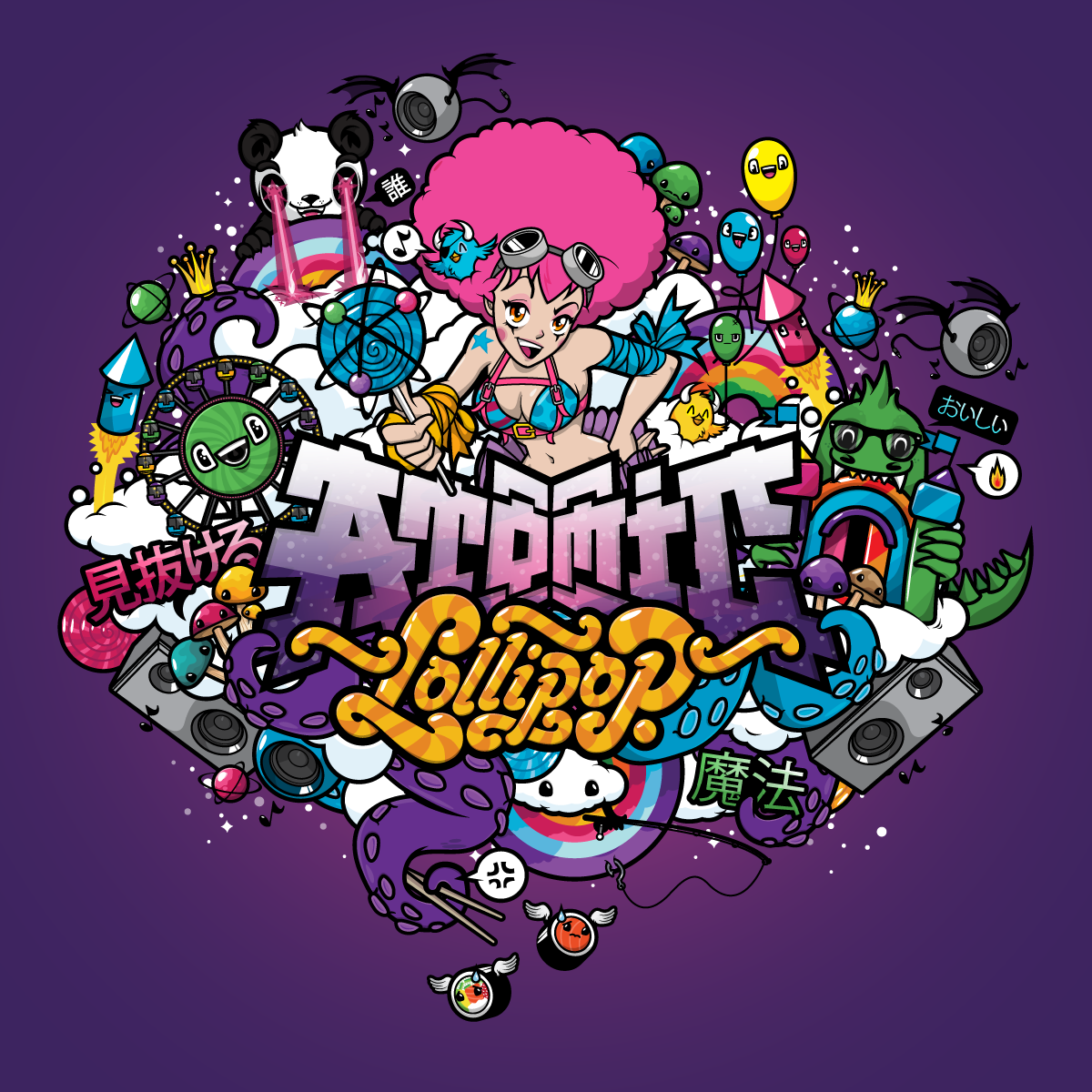 Lollipop Atomic Bomb Anime Girls Anime Pink Hair Purple Background 1200x1200