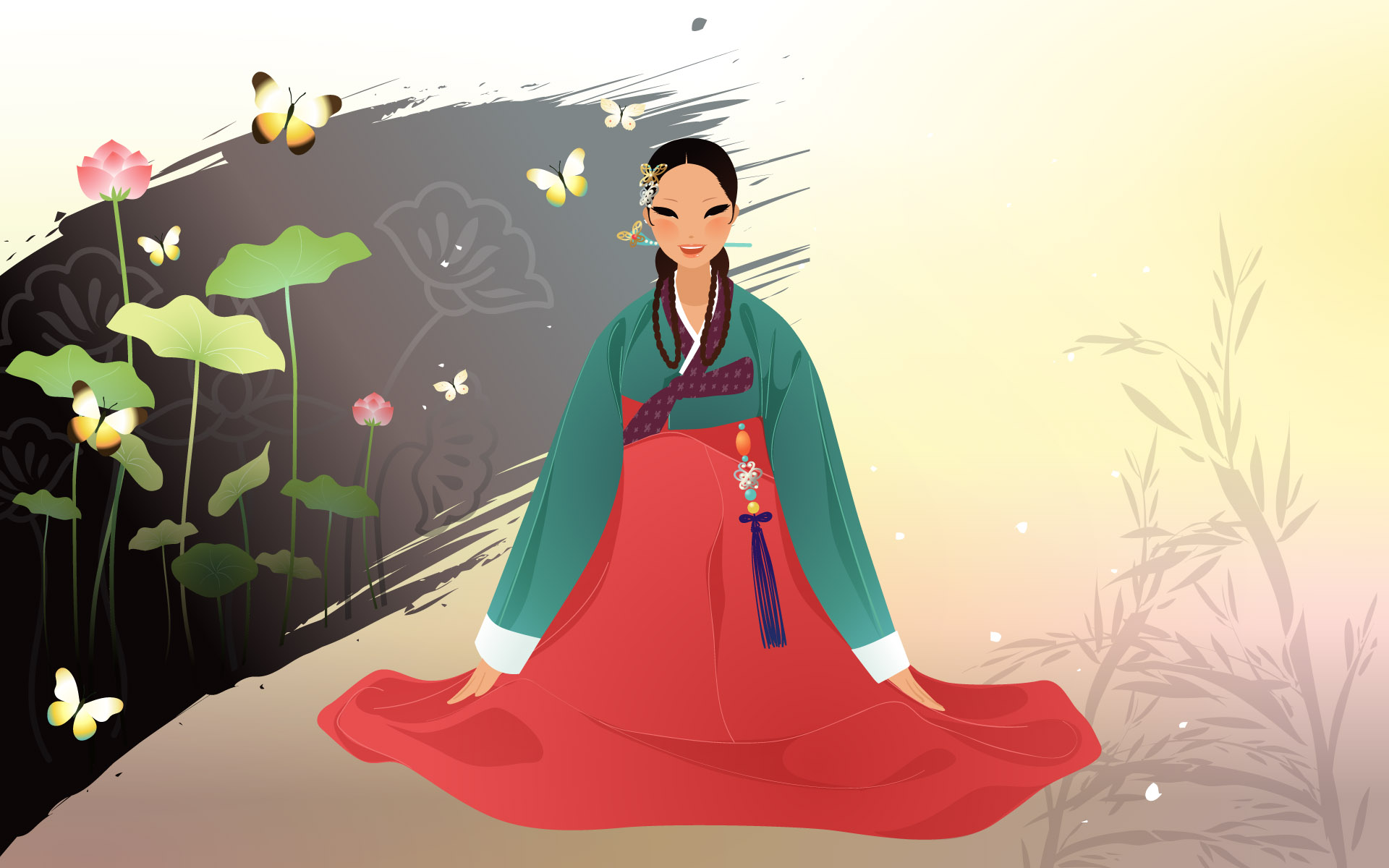 Woman Korea Traditional Costume 1920x1200