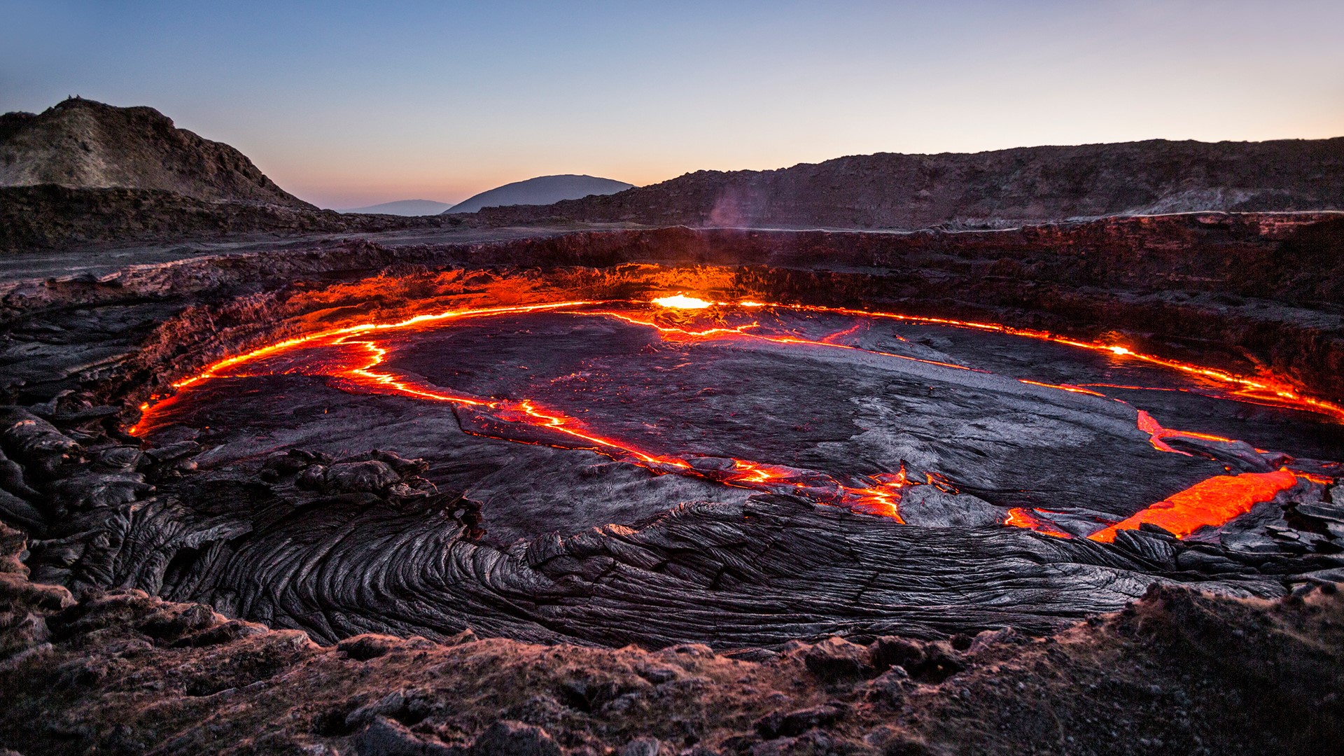 Nature Landscape Lava Rocks Mountains Volcanic Eruption Sky Fire 1920x1080