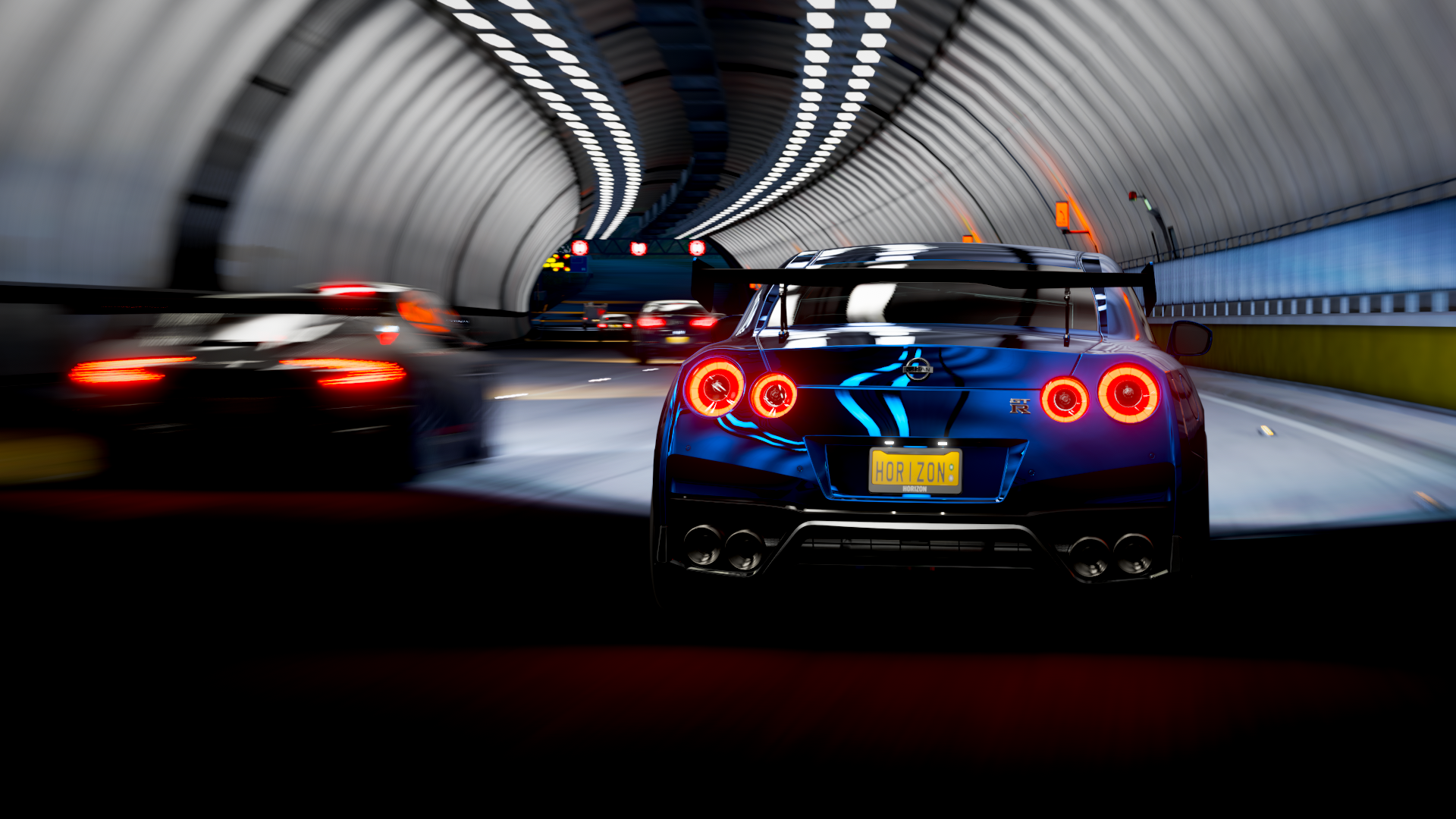 Forza Horizon 4 Nissan GT R 2017 Video Games Tunnel Motion Blur 1920x1080