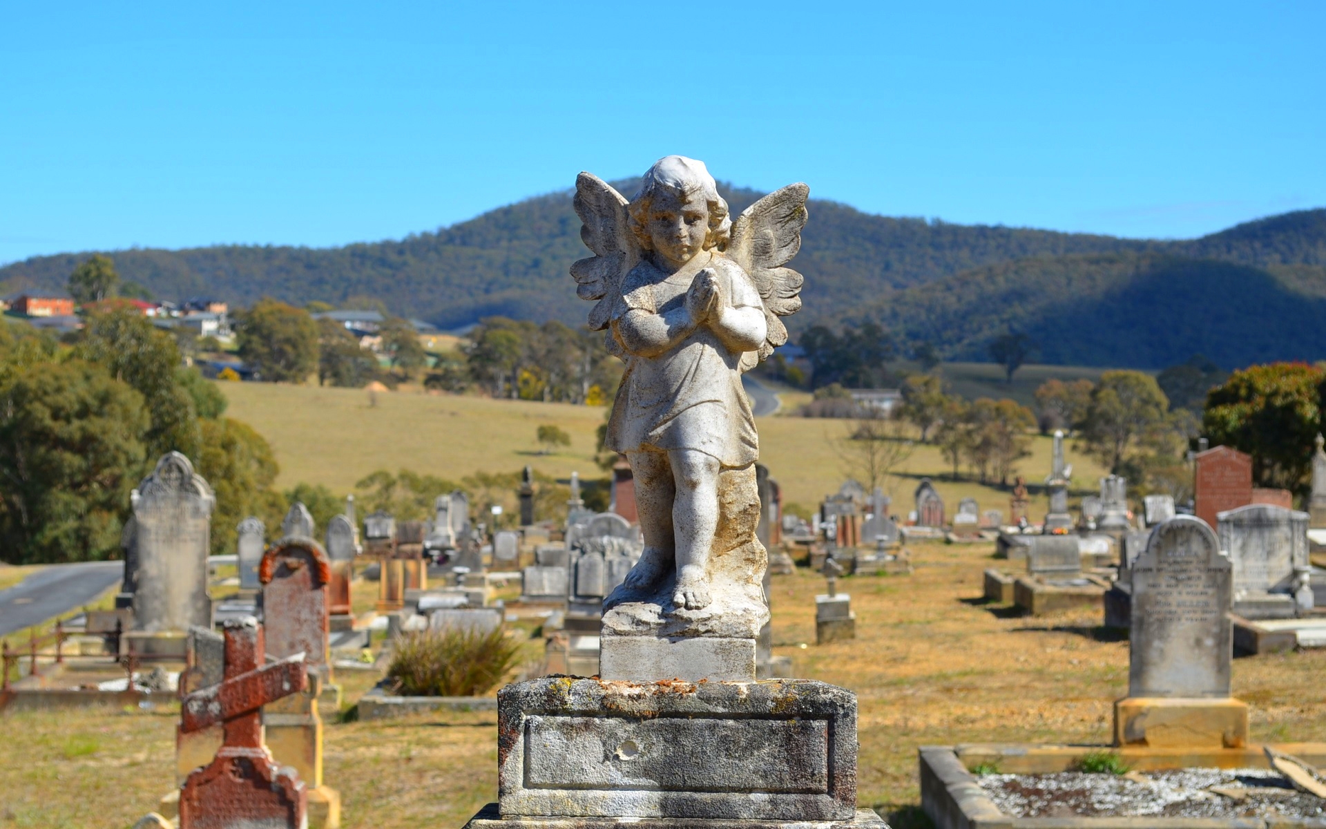 Angel Statue Cemetery Religious Grave Gravestone Graveyard Angel Statue 1920x1200