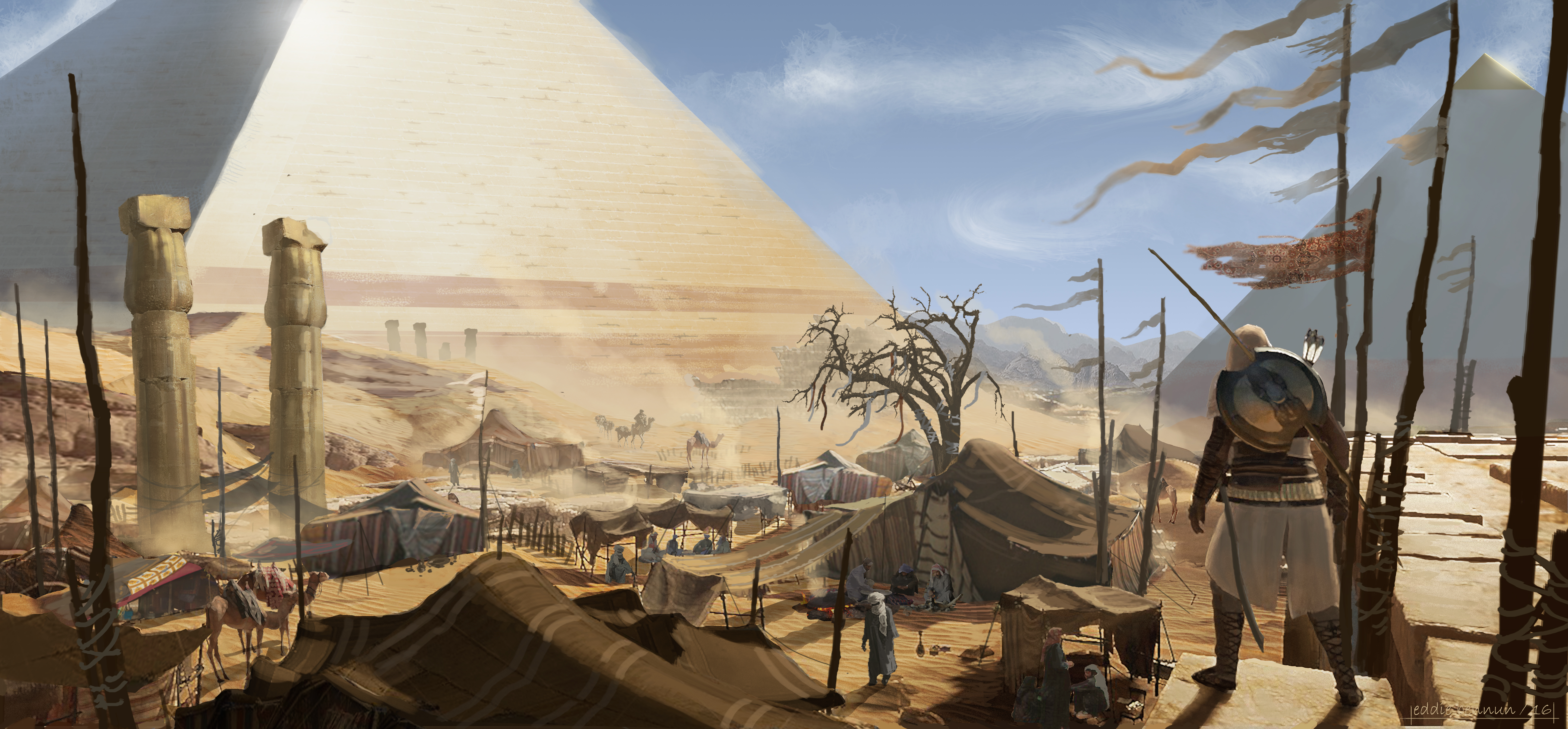 Assassins Creed Origins Video Games Artwork Assassins Creed Egypt Landscape Bayek Pyramids Of Giza U 5774x2686