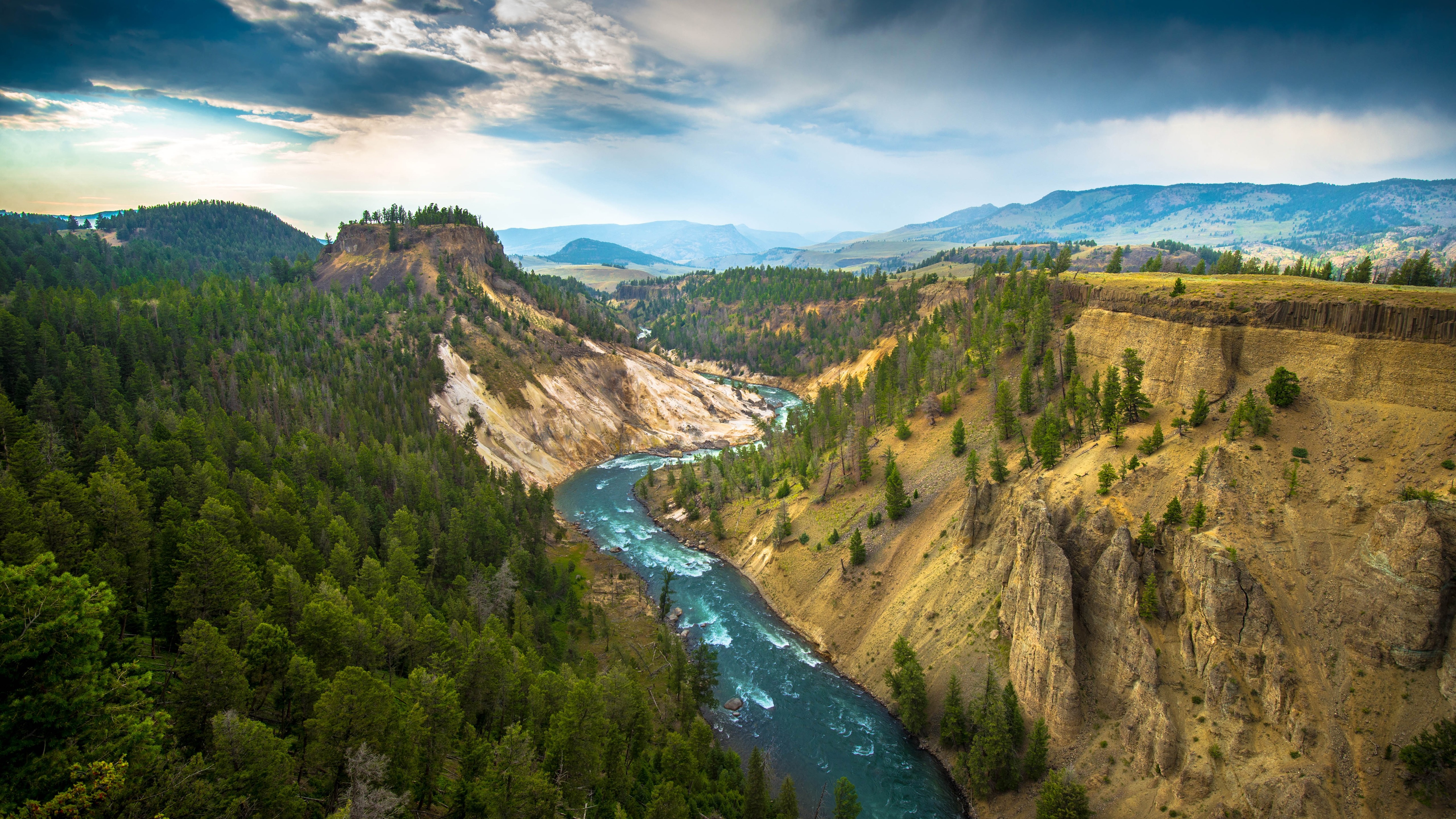 Landscape Yellowstone National Park River 5120x2880