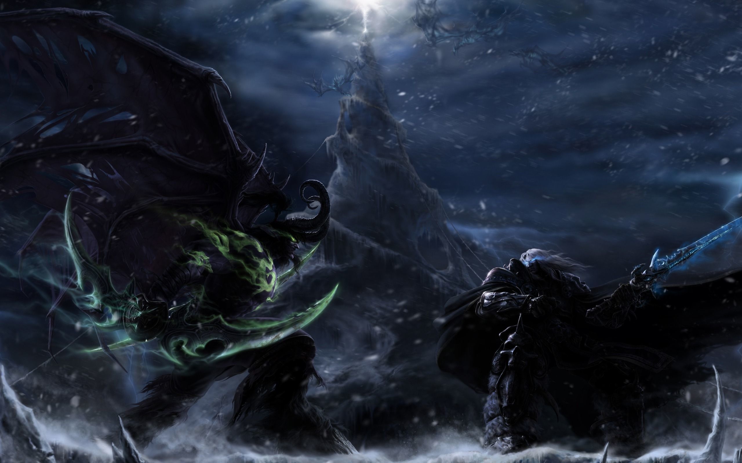 Warcraft Video Games Illidan Stormrage Arthas World Of Warcraft Lich King Frostmourne 2560x1600