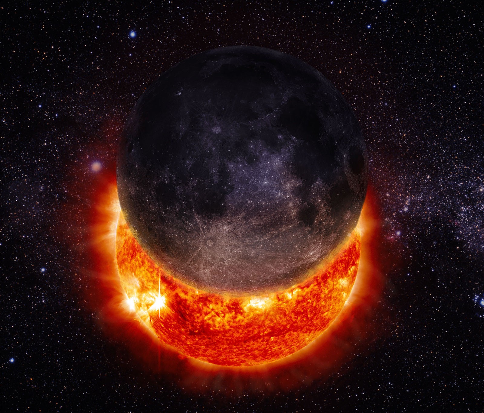 Space Universe Sun Moon Solar Eclipse Stars 1600x1367
