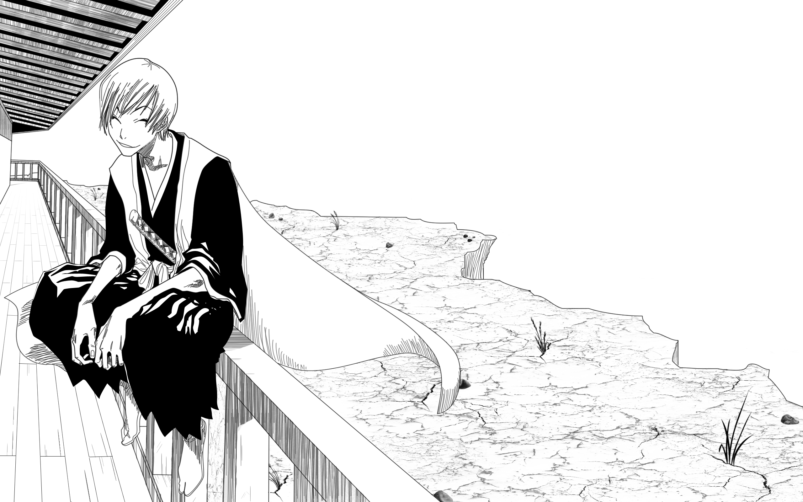 Bleach Anime Monochrome Skinny Anime Boys Ichimaru Gin 2560x1600