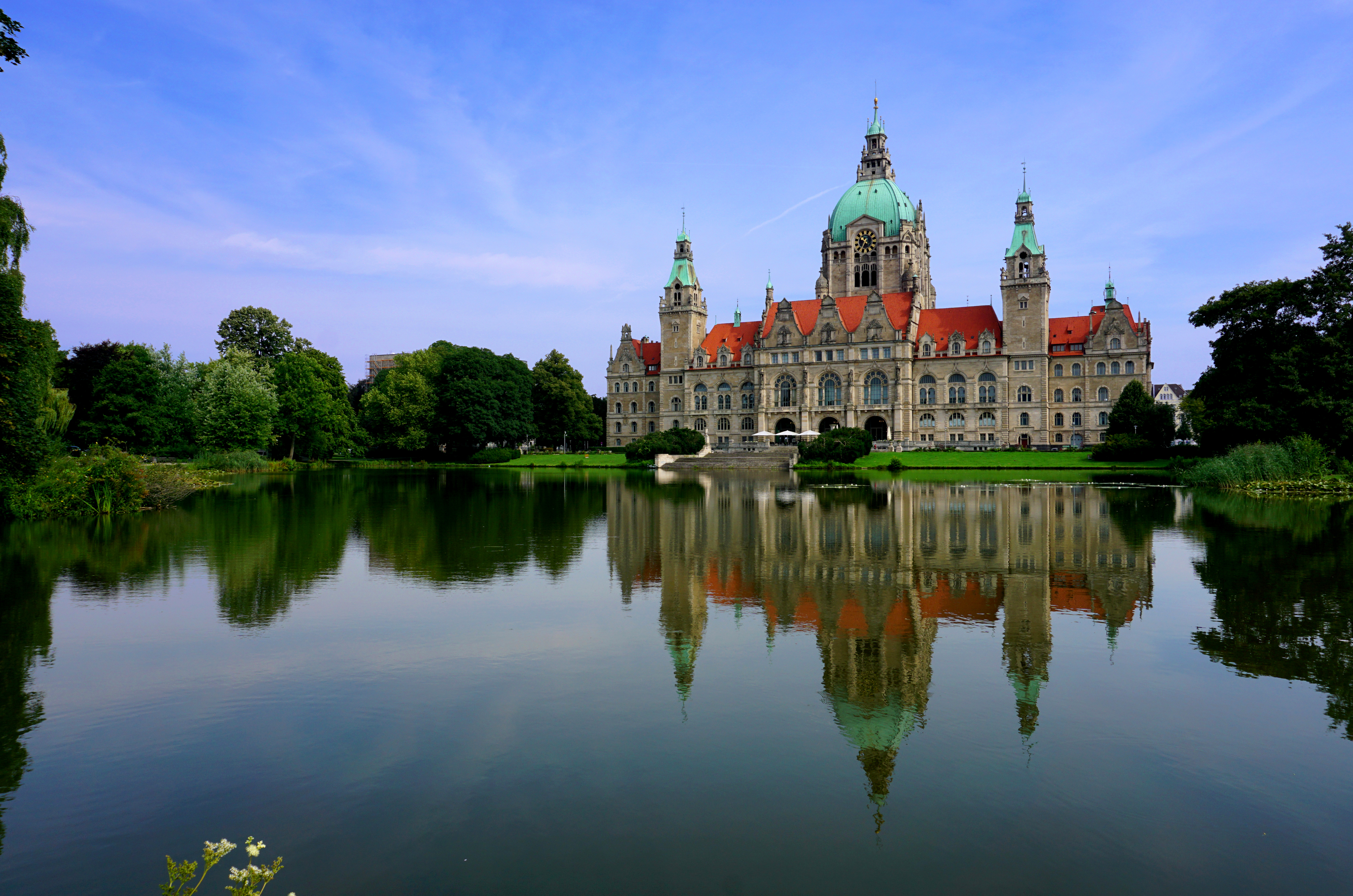 Building Lake Reflection Architecture Hanover New City Hall Hanover 4500x2980