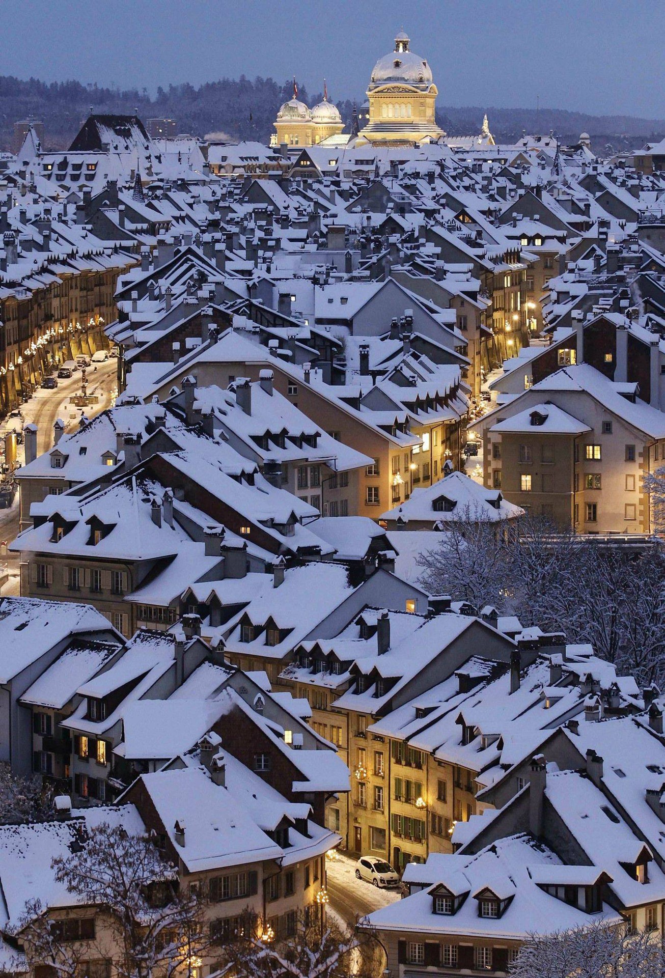 Bern Switzerland Snow Cityscape Winter City 1306x1921