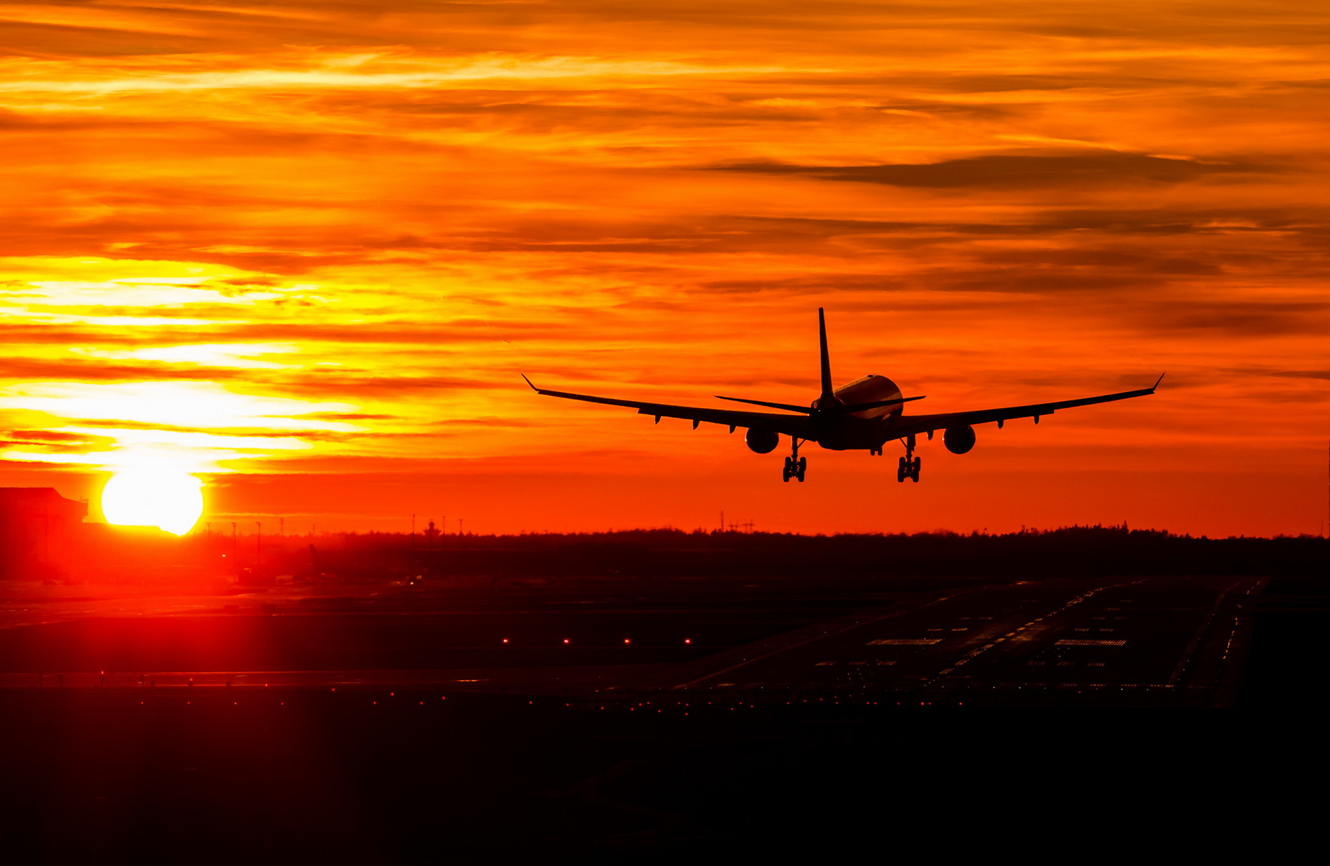 Airplane Sunset Sky Orange Color Airbus A330 Airbus Airport 1920x1250