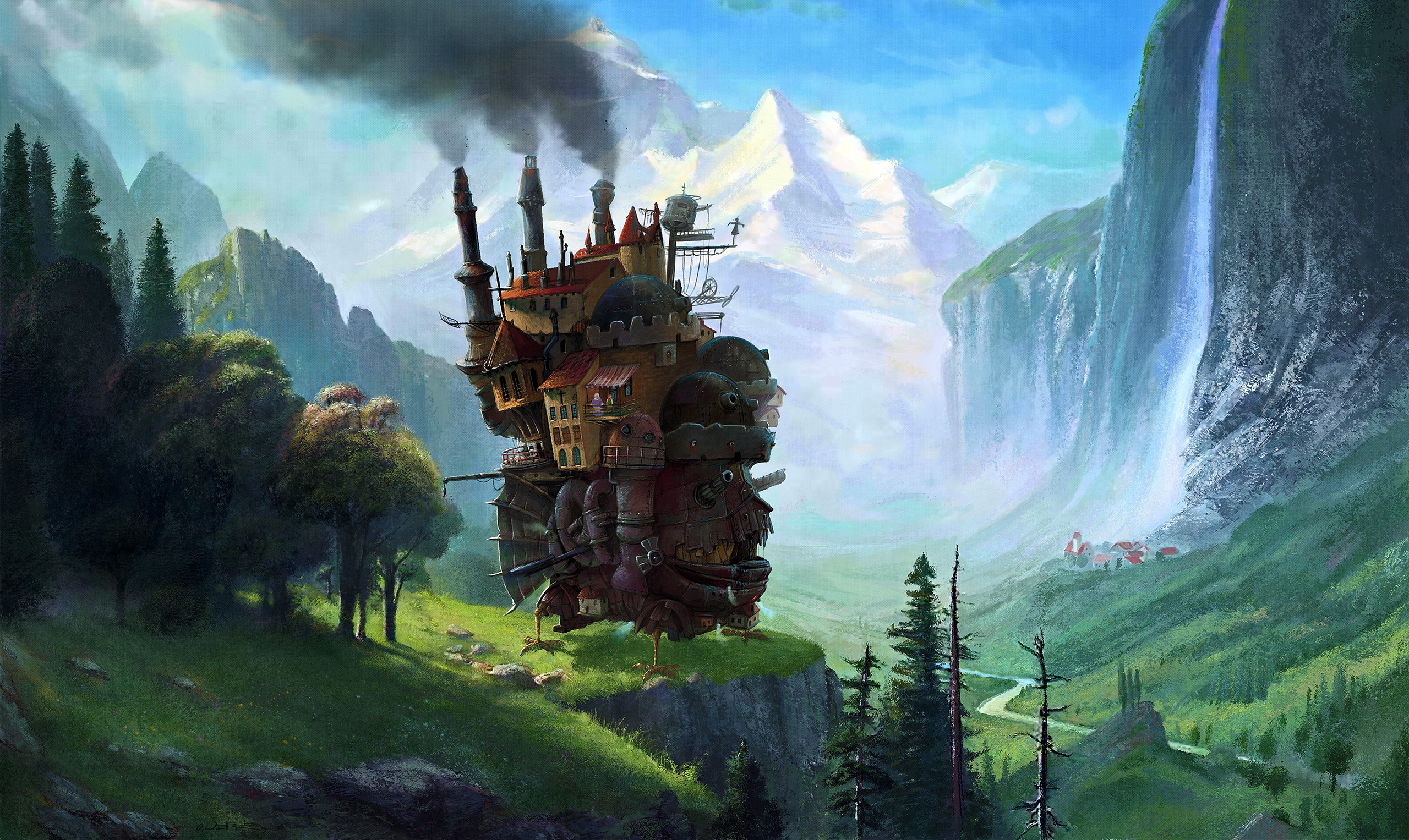Hayao Miyazaki Howls Moving Castle Mash Ups Digital Art Fantasy Art Howls Moving Castle Anime Anime  2560x1527