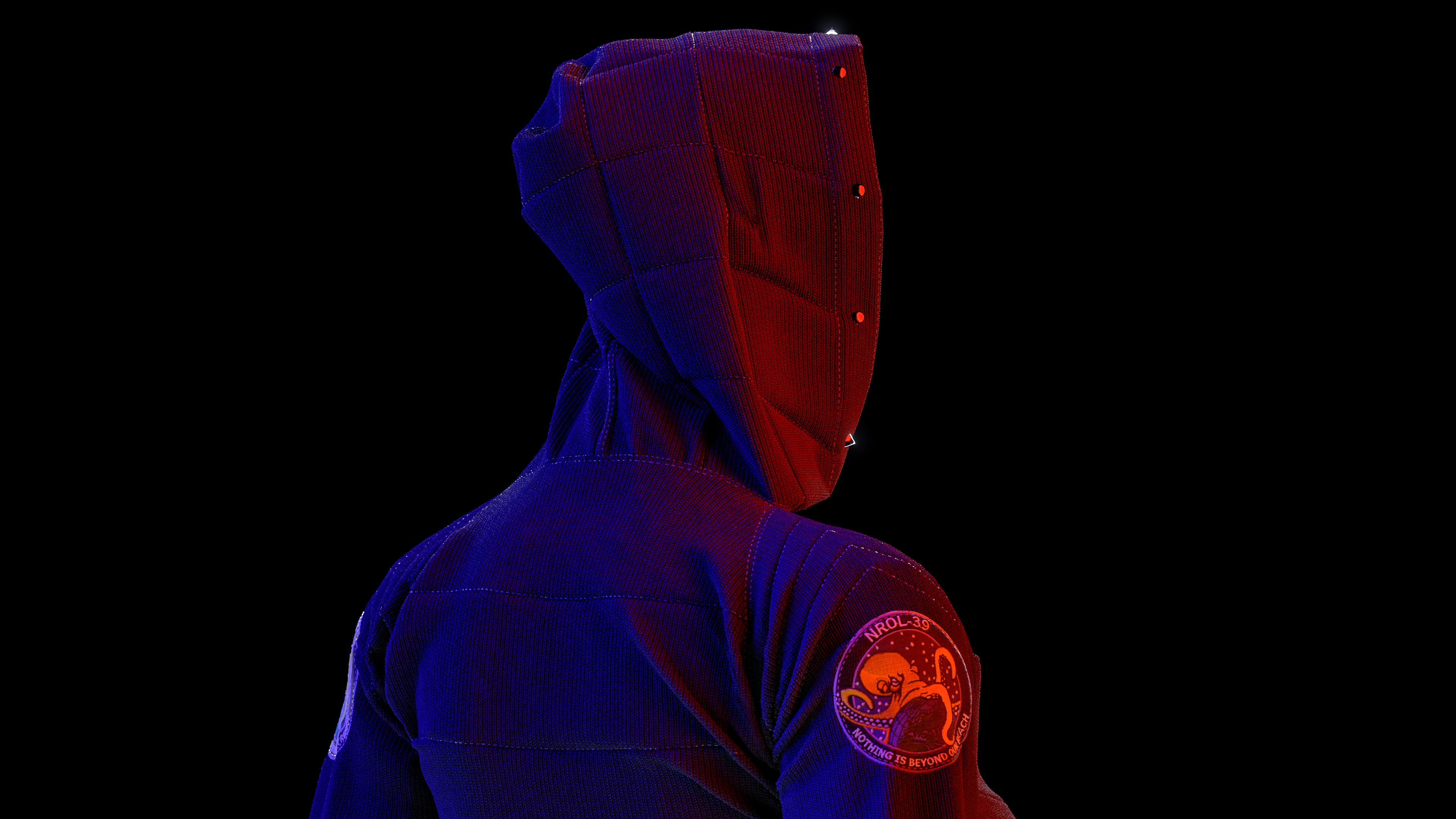 Digital Neon Patch Cotton Hoods Portrait Rendering Render Ghost Hacking 3840x2160