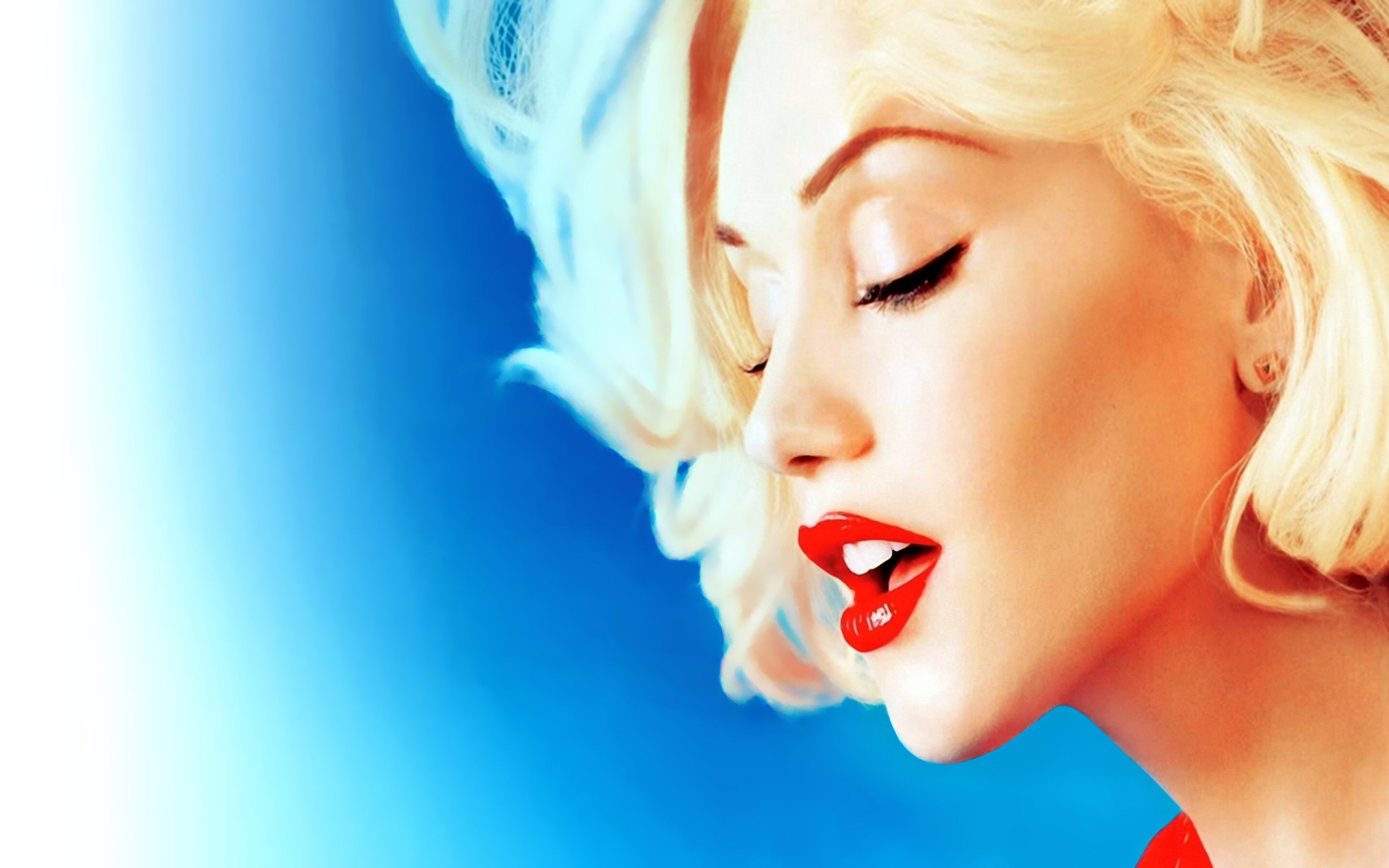 Gwen Stefani Blue Face Blonde 2880x1800