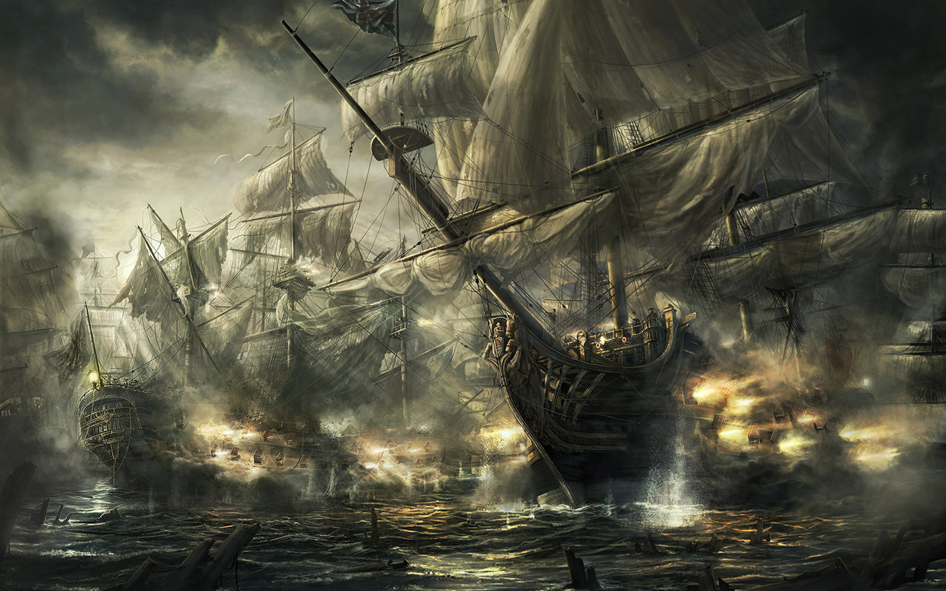 Empire Total War Frigates Video Games Ocean Battle Artwork Battle Ship Sea 1920x1200