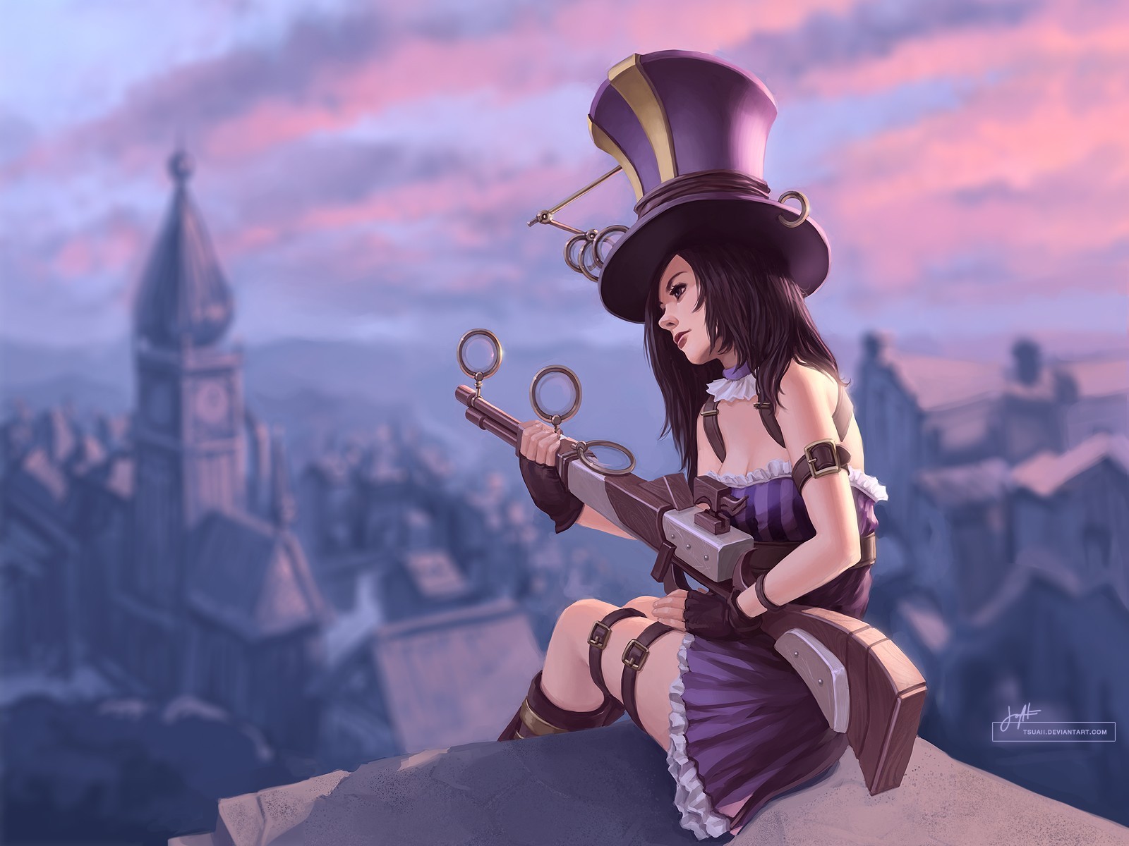 Digital Art League Of Legends Caitlyn League Of Legends Snipers Hat League Of Legends Caitlyn League 1600x1200