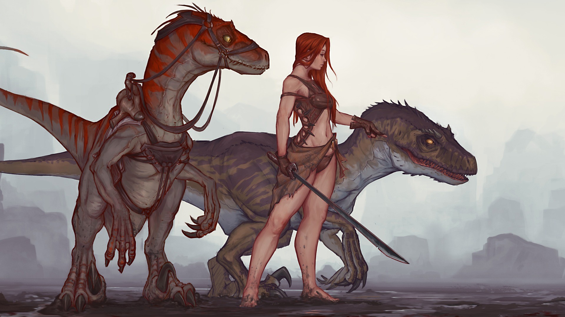 Raptor Ark Survival Evolved Women Dinosaurs Velociraptors 1920x1080