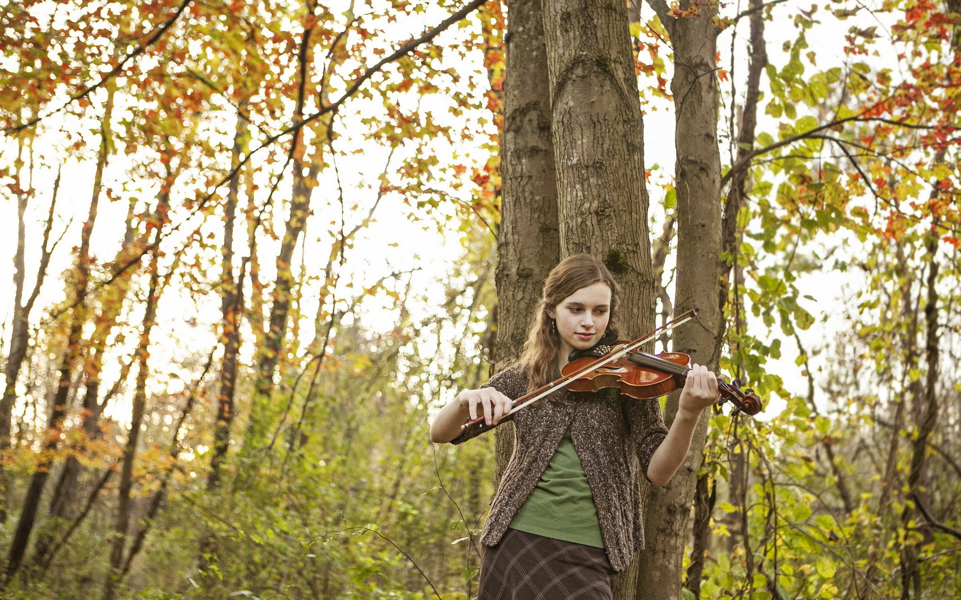Women Trees Violin Introvert Women Outdoors 1920x1200