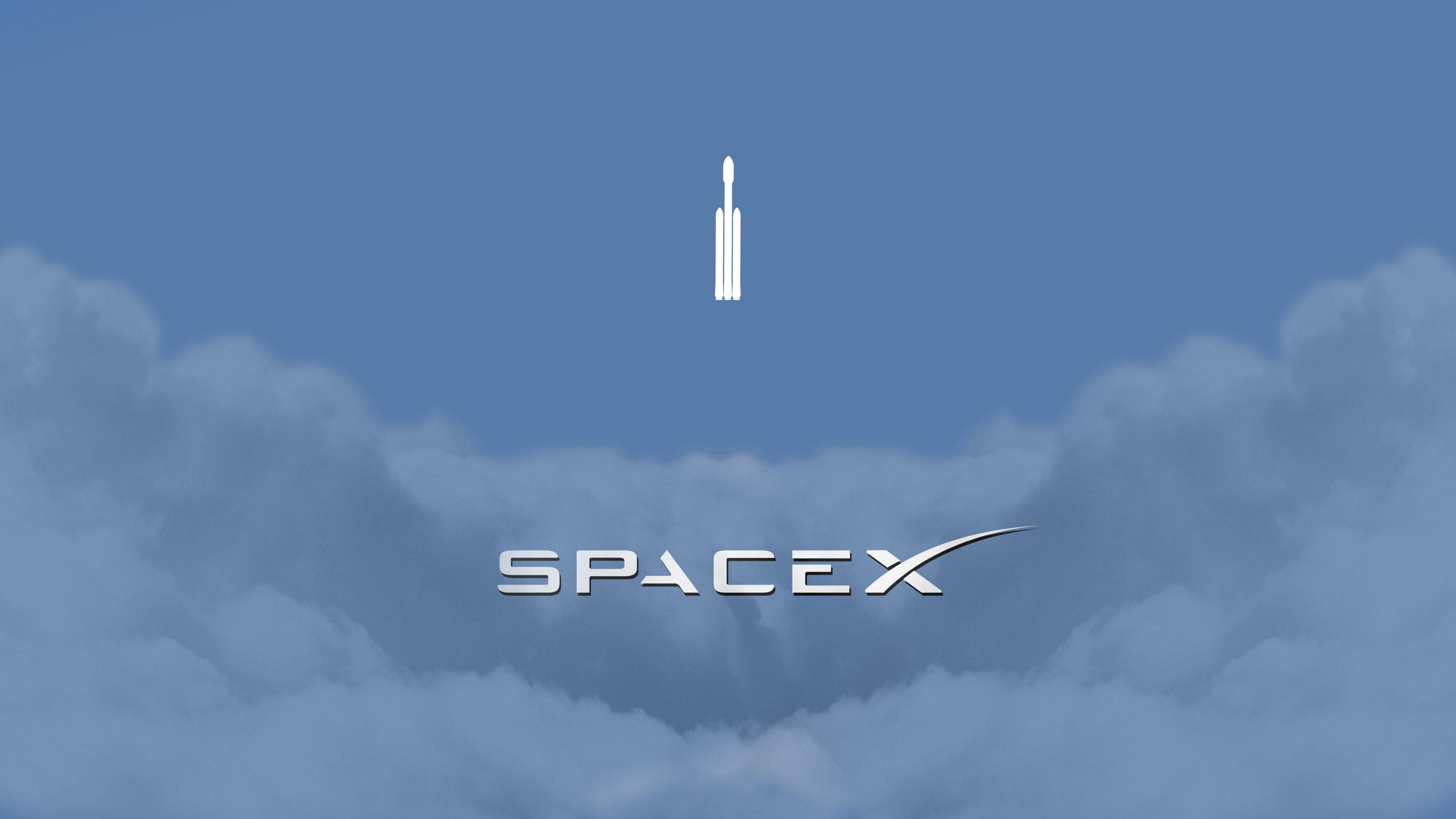 Space Spaceship Minimalism Clouds Rocket Logo SpaceX Elon Musk Falcon Heavy 3840x2160